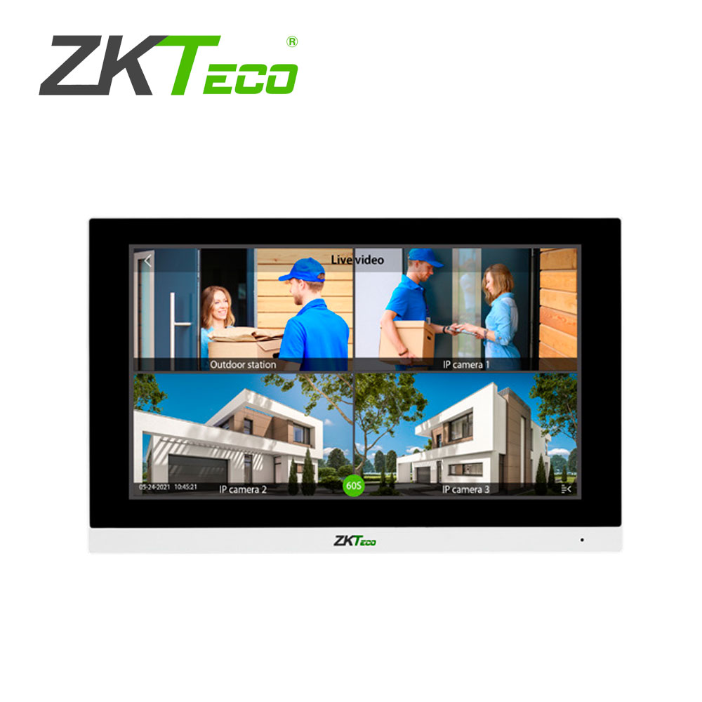 MONITOR DE VIDEO IP INTELIGENTE PARA INTERIORES ZKTECO MODELO VT07-B01 SE PUEDE COMUNICAR CON CONTROLES DE ACCESO SERIE SENSEFACE PANTALLA TACTIL DE 7 PULGADAS COMUNICACION TCP/IP