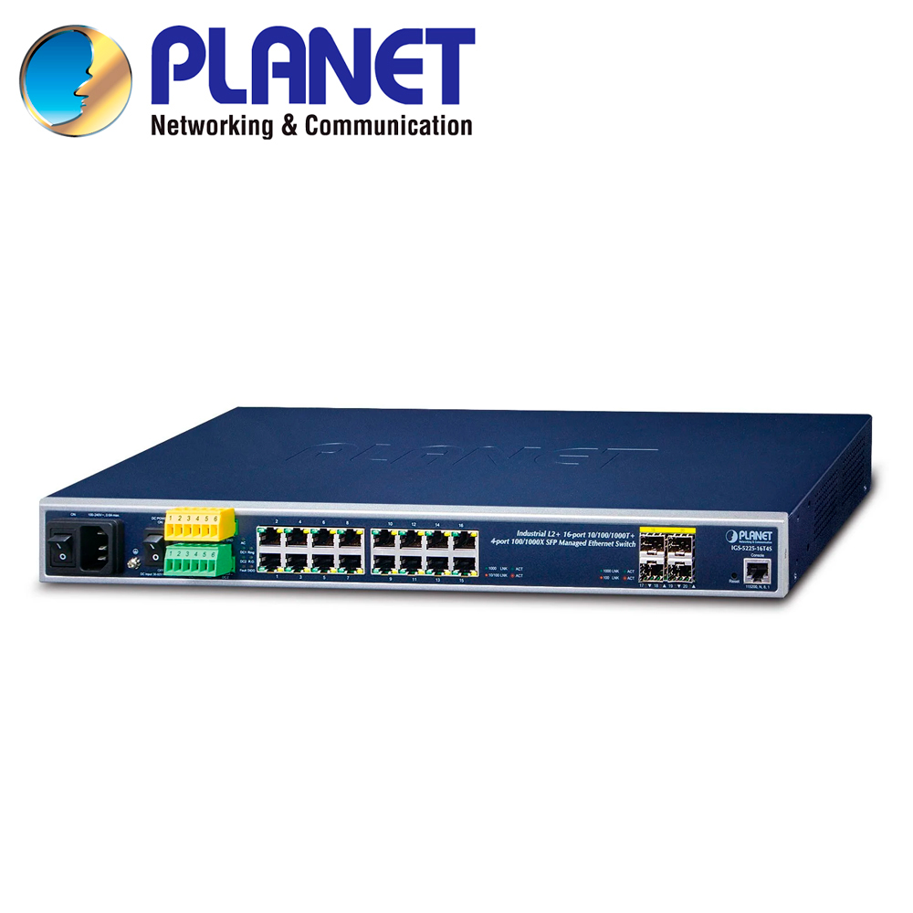 Switch Industrial Administrable L3+ Planet Igs-5225-8t2s2x / 8 Puertos RJ45 10/100/1,000MBPS / 2 Puertos SFP 100M/1/2.5GBPS / 2 Puerto Sfp+ 1/2.5/10GBPS / 1 Puerto Consola / 2 Entradas/salidas Alarma Digital / Anillo Erps / Nms / Routing Estatico / Fuente De Alimentacion Redundante 100-240VCA/9-48VCD