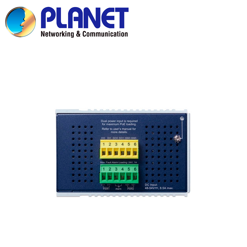 Switch Industrial POE Administrable L3 Planet Igs-6325-8up2s2x / 8 Puertos RJ45 Poe++ Af/at/bt 10/100/1,000MBPS / 2 Puertos SFP 100/1,000MBPS / 2 Puertos Sfp+ 1/2.5/10GBPS / 1 Puerto Consola / 2 Entradas/salidas Alarma Digital / Budget POE 240W / Ospf Routing / Modbus / Anillo Erps / ONVIF / Doble Fuente Alimentacion 48-54VCD / Temperatura Operacion -40 - 75 Grados Celsius