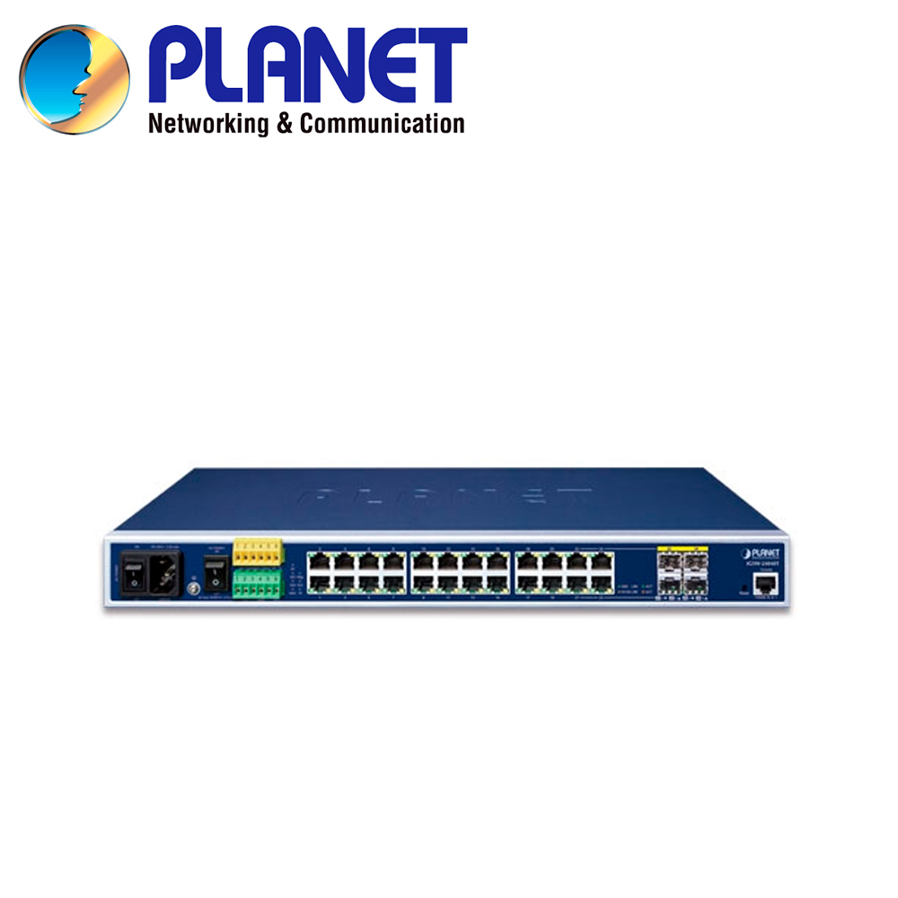 Switch Industrial Administrable L2+ Planet Igsw-24040t / 24 Puertos RJ45 10/100/1,000MBPS / 4 Puertos SFP 100/1,000MBPS / 1 Puerto Consola / 2 Entradas/salidas Alarma Digital / Anillo Erps / Routing Estatico / Fuente De Alimentacion Redundante 100-240VCA/36-60VCD