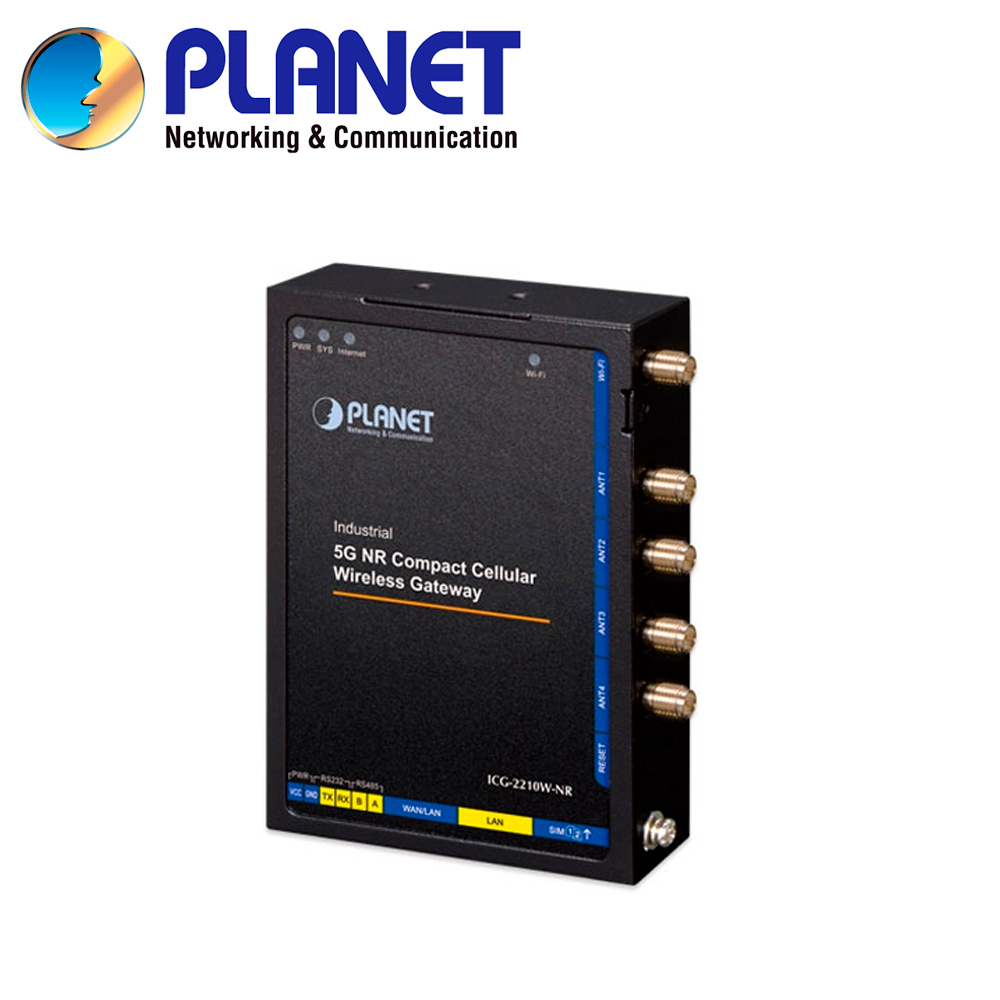 Router Celular 5G Industrial Planet Icg-2210w-nr-us / 2 Slots Micro Sim / 4 Antenas Externas 5DBI Para 5G / 1 Puertos Lan/wan RJ45 10/100/1,000MBPS / 1 Puerto Wan RJ45 10/100/1,000MBPS / 1 Puerto Consola / 1 Antena Wifi 11DBI Doble Banda (2.4 Y 5GHZ) / Instalacion Din-rail/pared / Alimentacion 9-36VCD