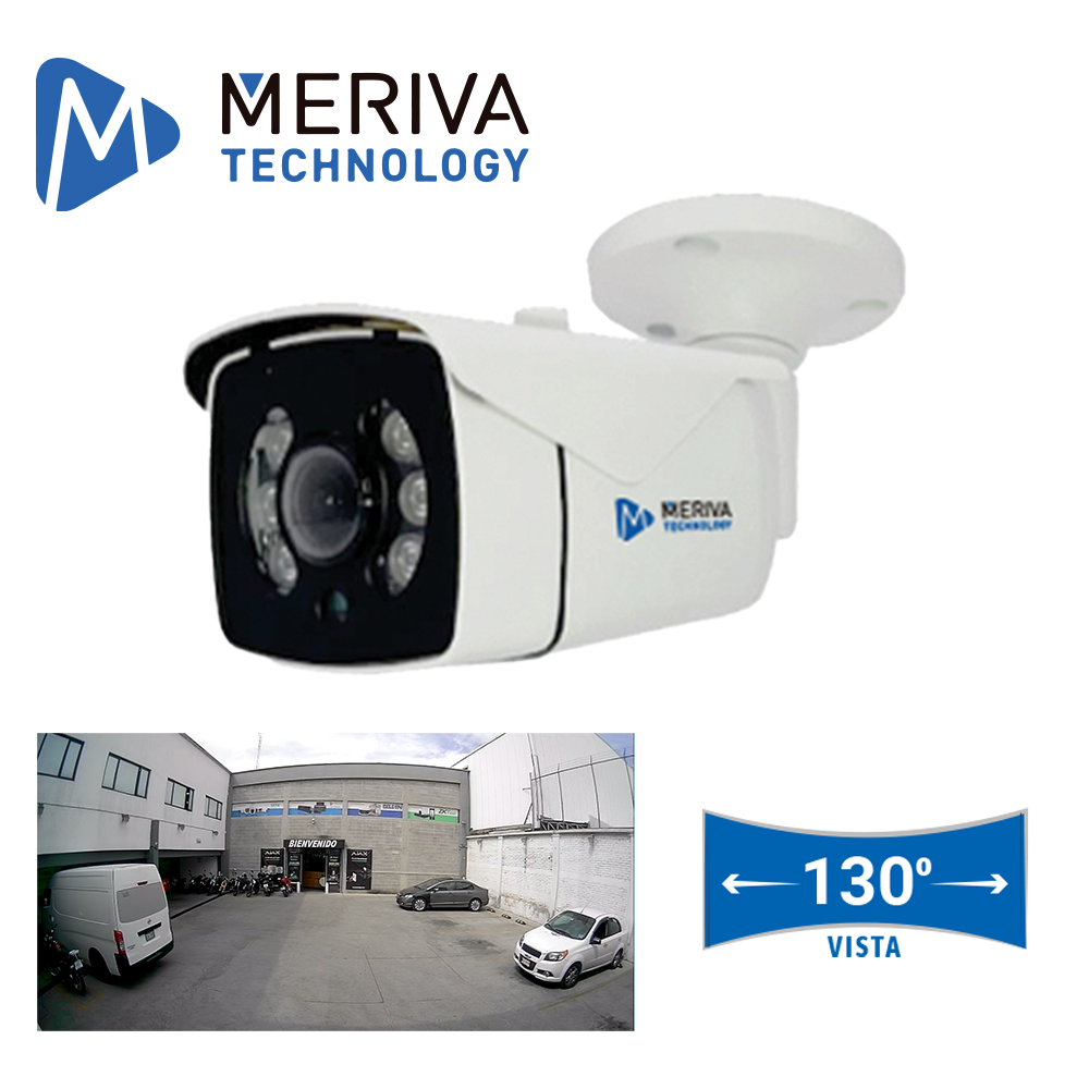 CAMARA HD BULLET PANORAMICA MERIVA TECHNOLOGY MSC-2230WA / 2MP / AHD/TVI/CVI/SD / LENTE 2.3MM / 25M IR / IP66 / METALICA / 12 VCD / APERTURA DE 130 GRADOS