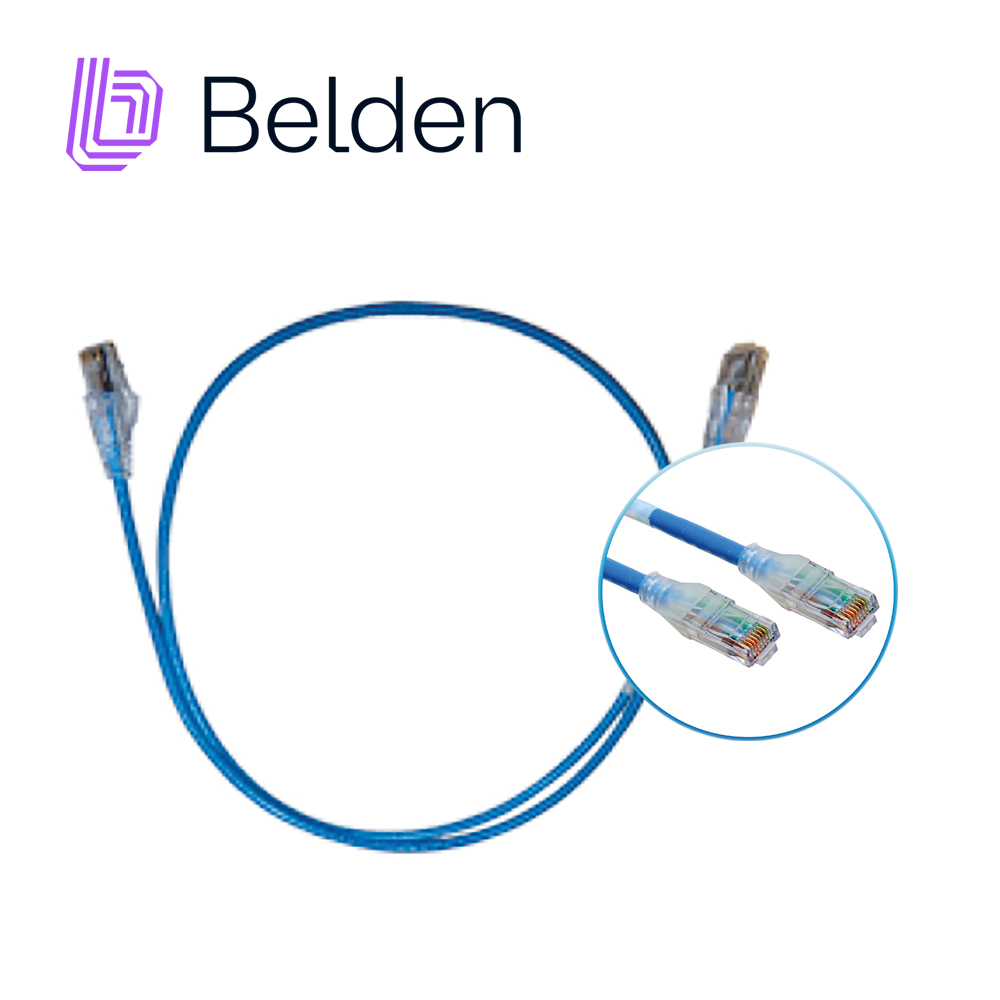 PATCH CORD UTP CAT6 BELDEN C6D1106010 FORRO PVC AZUL CMR-RISER 4 PARES CALIBRE CONDUCTOR 28 AWG DIÁMETRO REDUCIDO COBRE ESTAÑADO MULTIFILAR USO INTERIOR PARTES RELACIONADAS:CONECTORES MODULARES CAT6 PATCH PANEL CAT6 LONGITUD 10 PIES 3 METROS