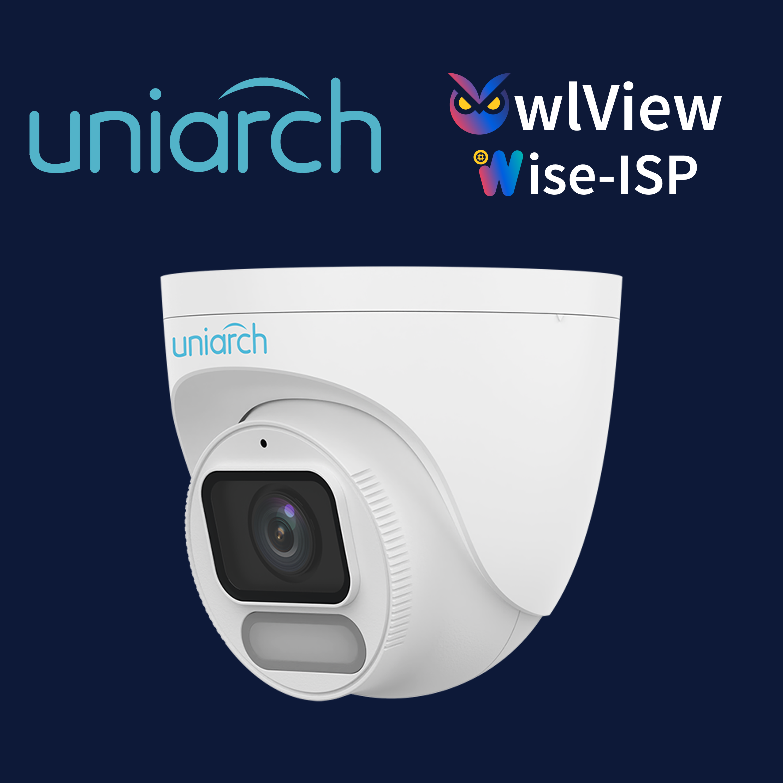 Camara IP Turret Owlview Uniarch Ipc-t244-adf28k-wp / 4MP / Lente 2.8MM / Wdr120db / Luz-blanca+luz-calida30m / Microsd512gb / Microfono-integrado / Ultra-motion-detection / Poe-af / ONVIF / 3-AXIS / Ip67 / Metal+plastico / Ultra265 / Ndaa / Serie Halo / Modocorredor