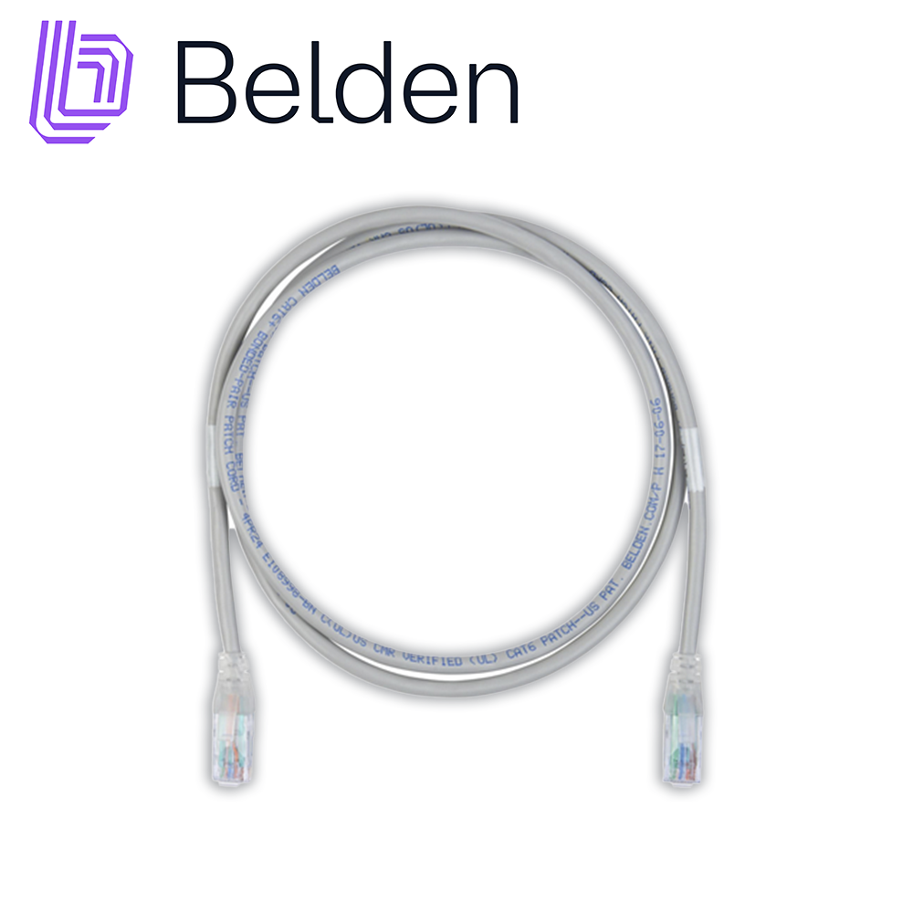 PATCH CORD DIAMETRO REDUCIDO UTP CAT6+ BELDEN C6D1108004 / INTERIOR / GRIS / 4 PARES / 28 AWG / FORRO PVC / CMR / 4 PIES 1.2 METROS