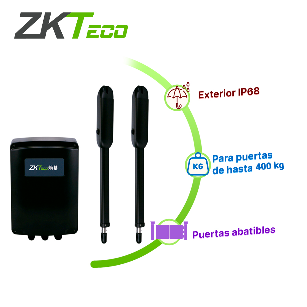 Juego De Brazos Motorizados Zkteco Zksw400dc Para Puertas Batientes De Un Peso Maximo De 380KG Compatible Con Soluciones De Control De Acceso // Requiere Experiencia Previa Para La Instalacion //