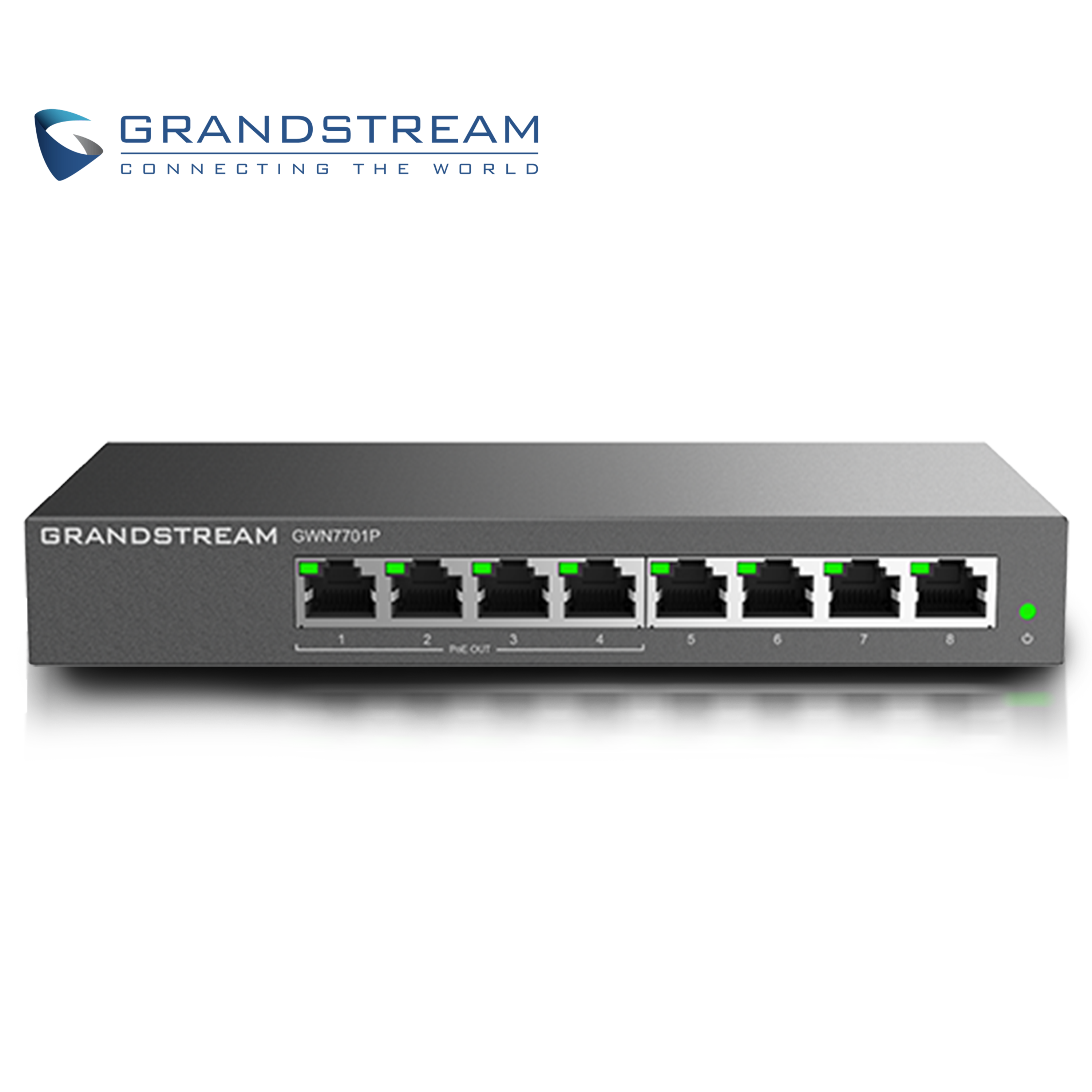 SWITCH NO ADMINISTRABLE POE+ GRANDSTREAM GWN7701P / 8 PUERTOS 10/100/1,000MBPS / 4 PUERTOS POE+ AF/AT / MONTAJE ESCRITORIO/PARED / ALIMENTACION 48-53VCD/1.22A / METALICO