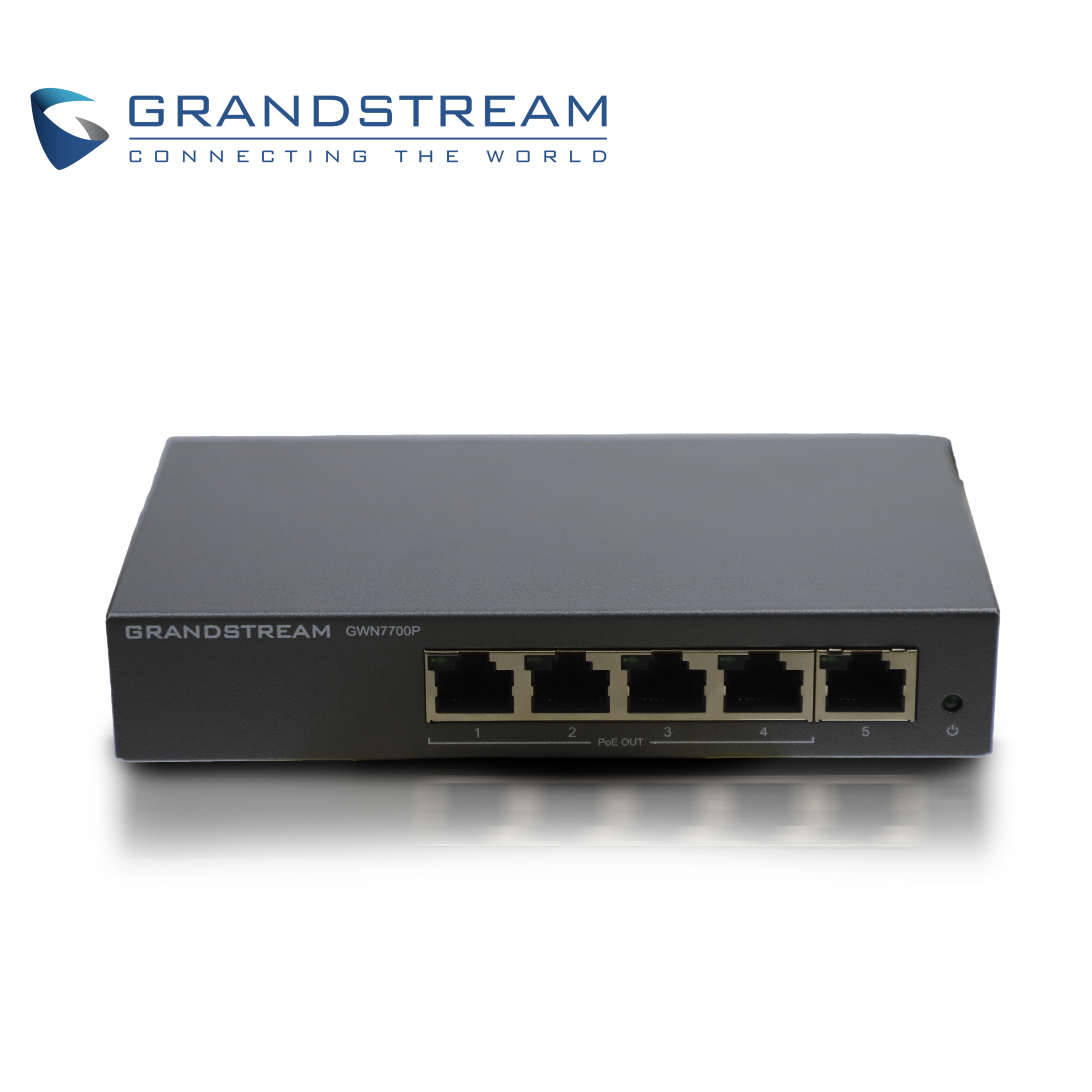SWITCH NO ADMINISTRABLE POE+ GRANDSTREAM GWN7700P / 5 PUERTOS 10/100/1,000MBPS / 4 PUERTOS POE+ AF/AT / MONTAJE ESCRITORIO/PARED / ALIMENTACION 48-53VCD/1.22A / METALICO
