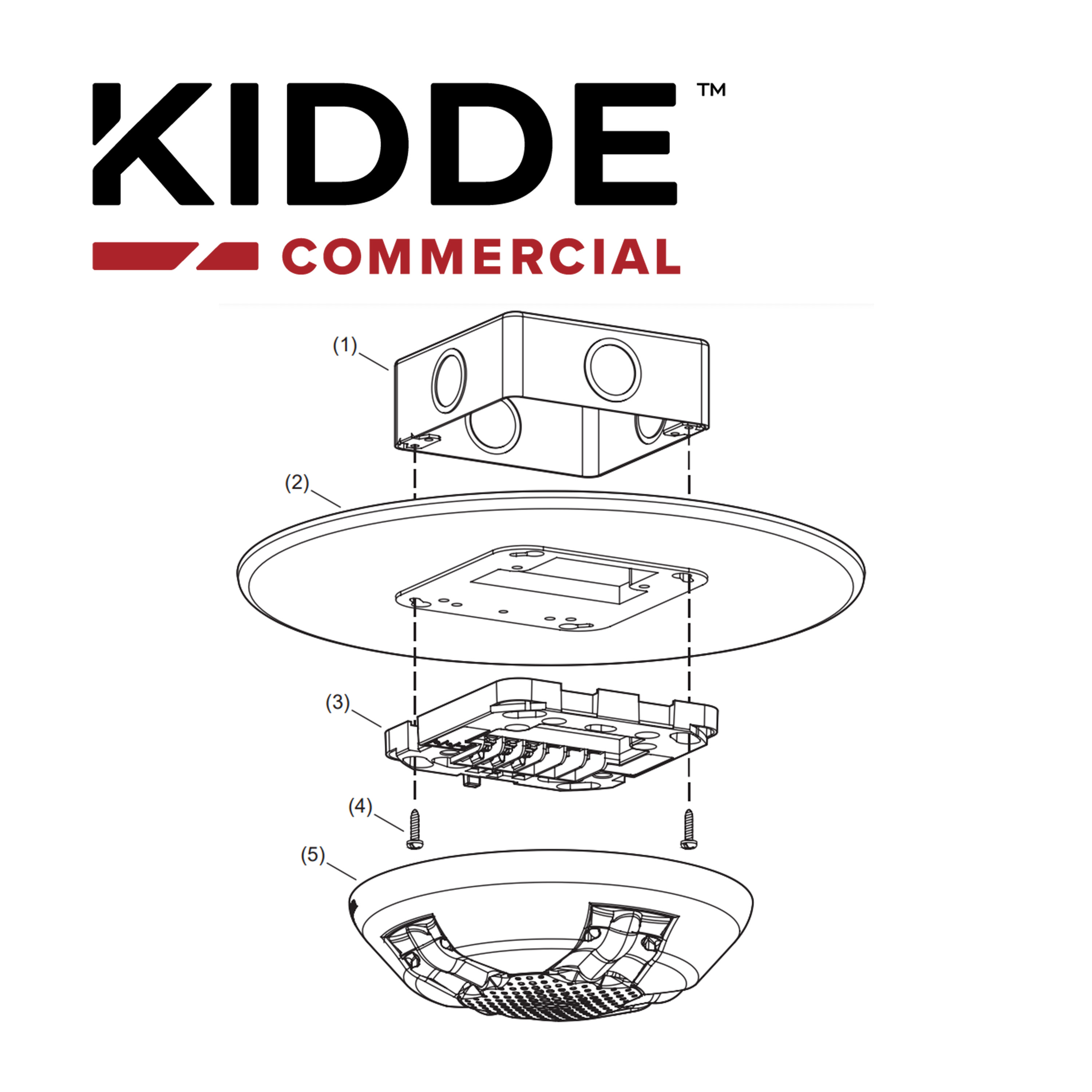Sirena Con Estrobo De Techo, 15-115 Cd, Marca Kidde, Egcavrf, Roja, Con La Palabra Fire. Placa De Cableado Incluida.