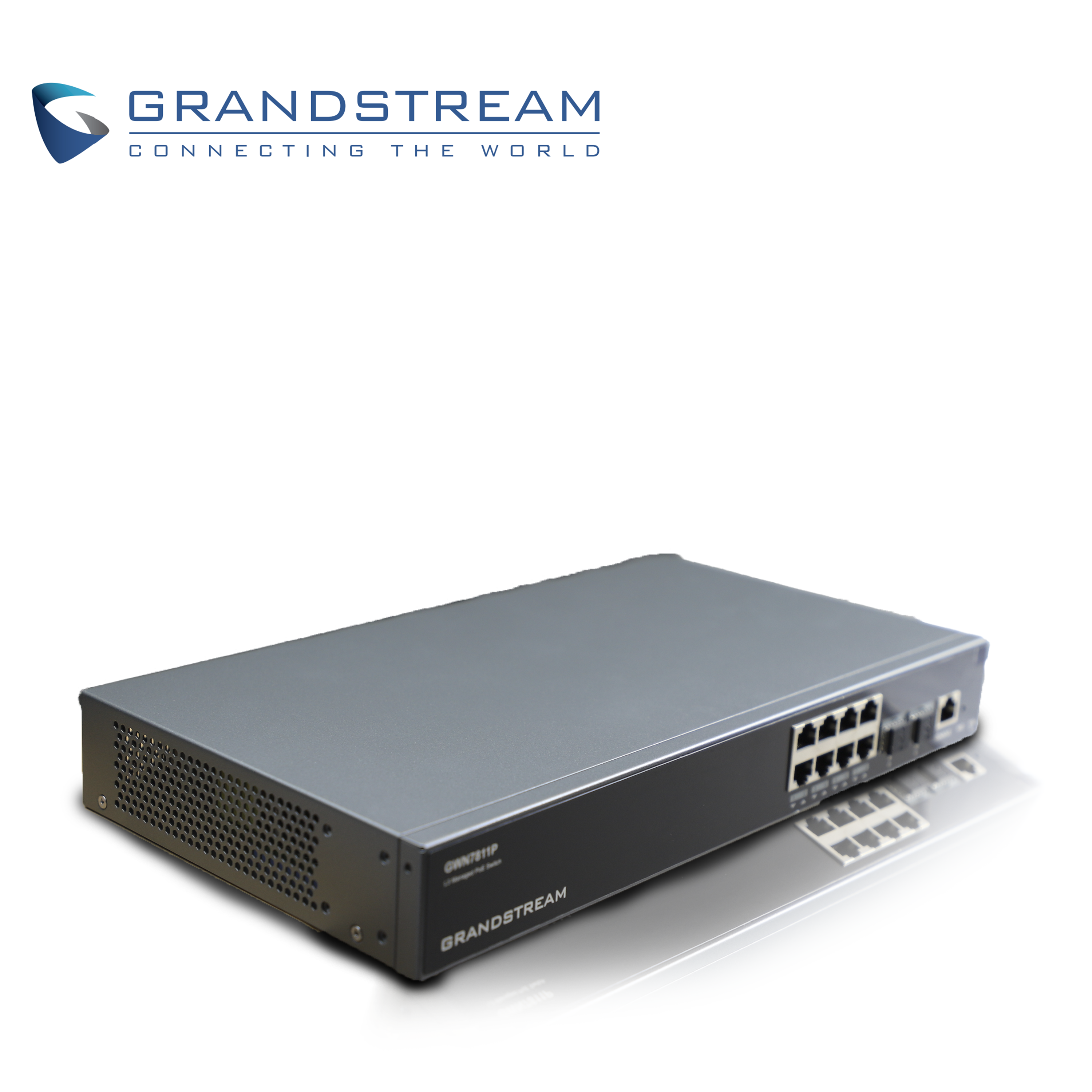 Switch Administrable Poe+ Capa 3 Grandstream Gwn7811p / 8 Puertos 10/100/1,000MBPS / 8 Puertos Poe+ Af/at / 2 Puertos Sfp+ 10GIGABIT / Rounting Ospfv3/bgp / Qos / Vlan / Radius/tacacs+ / Administracion Gwn Cloud / Montaje Escritorio/rack / Metalico