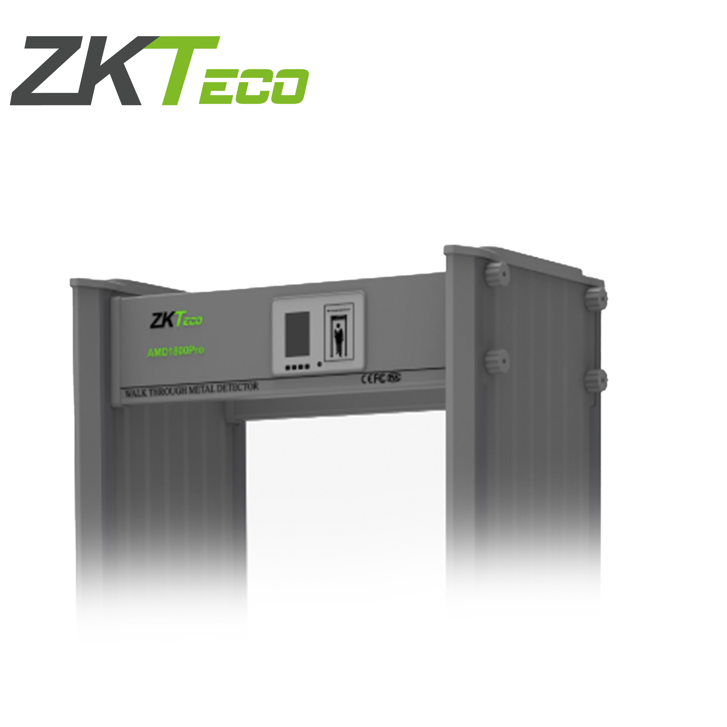 ARCO DETECTOR DE METALES DE 18 ZONAS ZKTECO MODELO AMD1800 PRO GRADO DE PROTECCION IP65 MATERIAL DE FABRICACION PVC PANTALLA DE 3.5 PUGADAS MENU SELECCIONABLE ALERTA VISUAL Y SONORA PARA ALERTAR AL GUARDIA