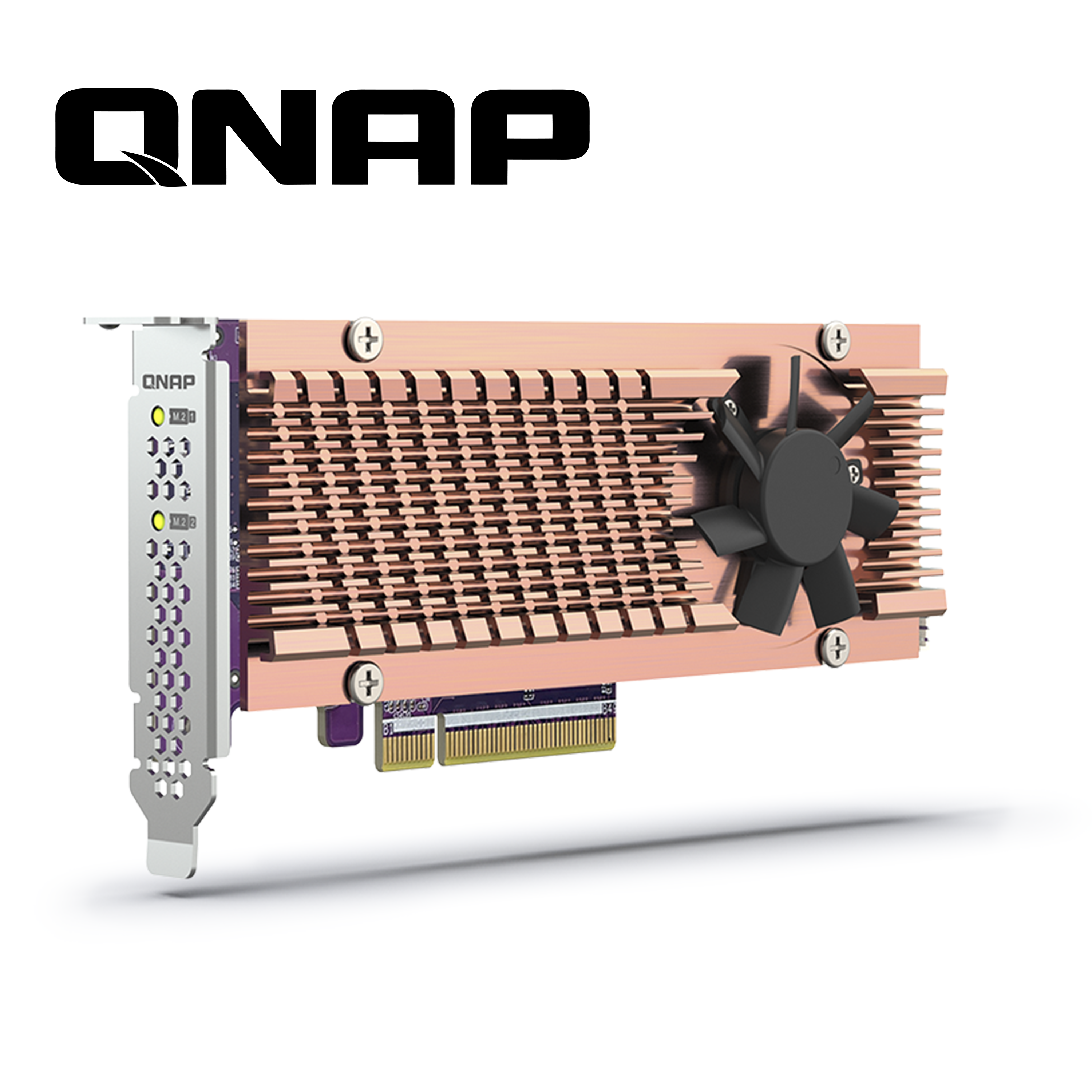 Tarjeta De Expansion Qnap Qm2-2p-384a Para 2 Ssd M.2 Pcie Gen3 X4, Interfaz Pcie Gen3 X8, Con Soportes Low-profile Y Full-height