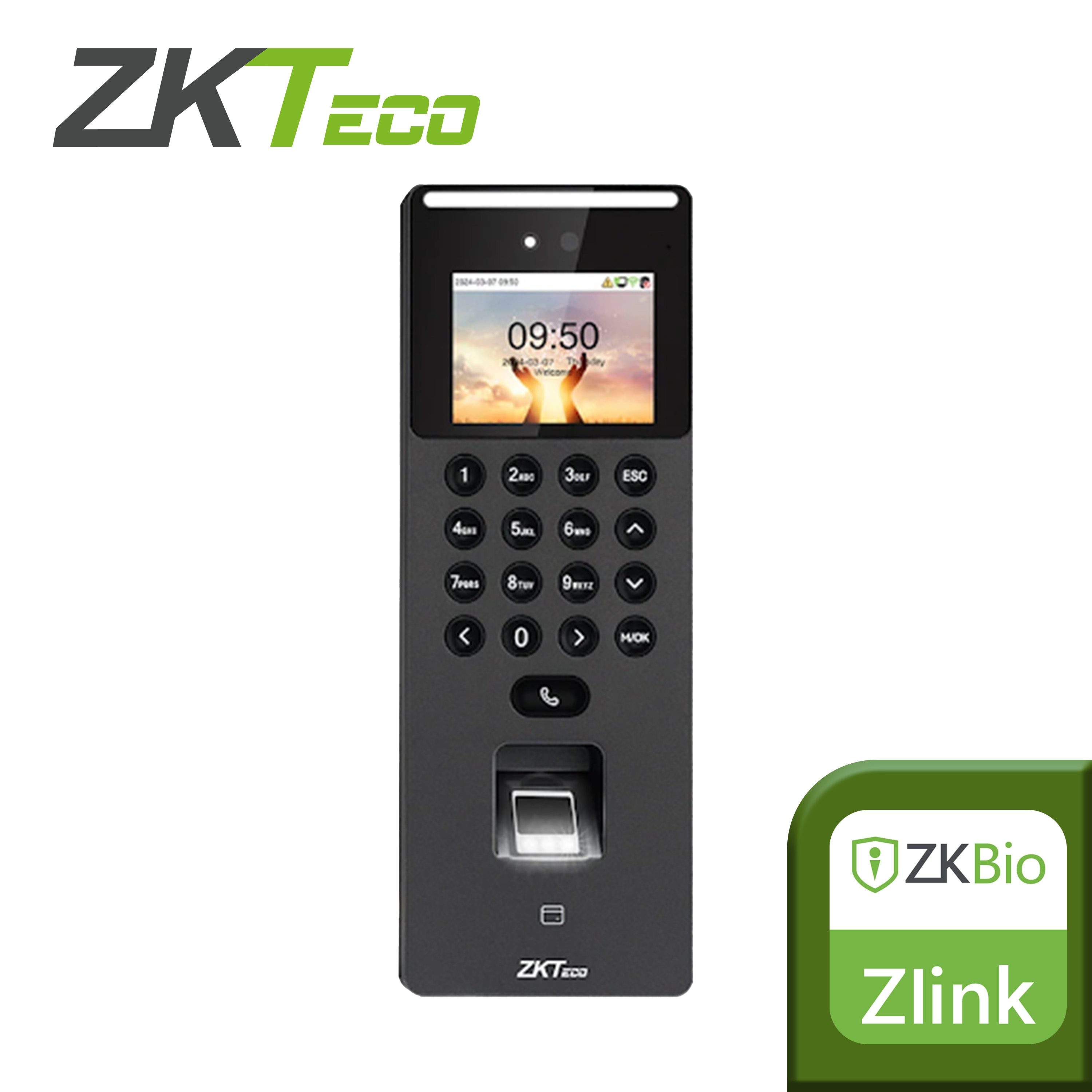 CONTROL DE ACCESO Y ASISTENCIA ZKTECO SENSEFACE 2A / 1,500 ROSTROS / 3,000 HUELLAS / 3,000 TARJETAS  DE 125KHZ / WIFI 2.4GHZ / TCP/IP / PANTALLA DE 2.4 PULGADAS / SOFTWARE COMPATIBLE ZLINK / BIO TIME PRO / BIO TIME CLOUD