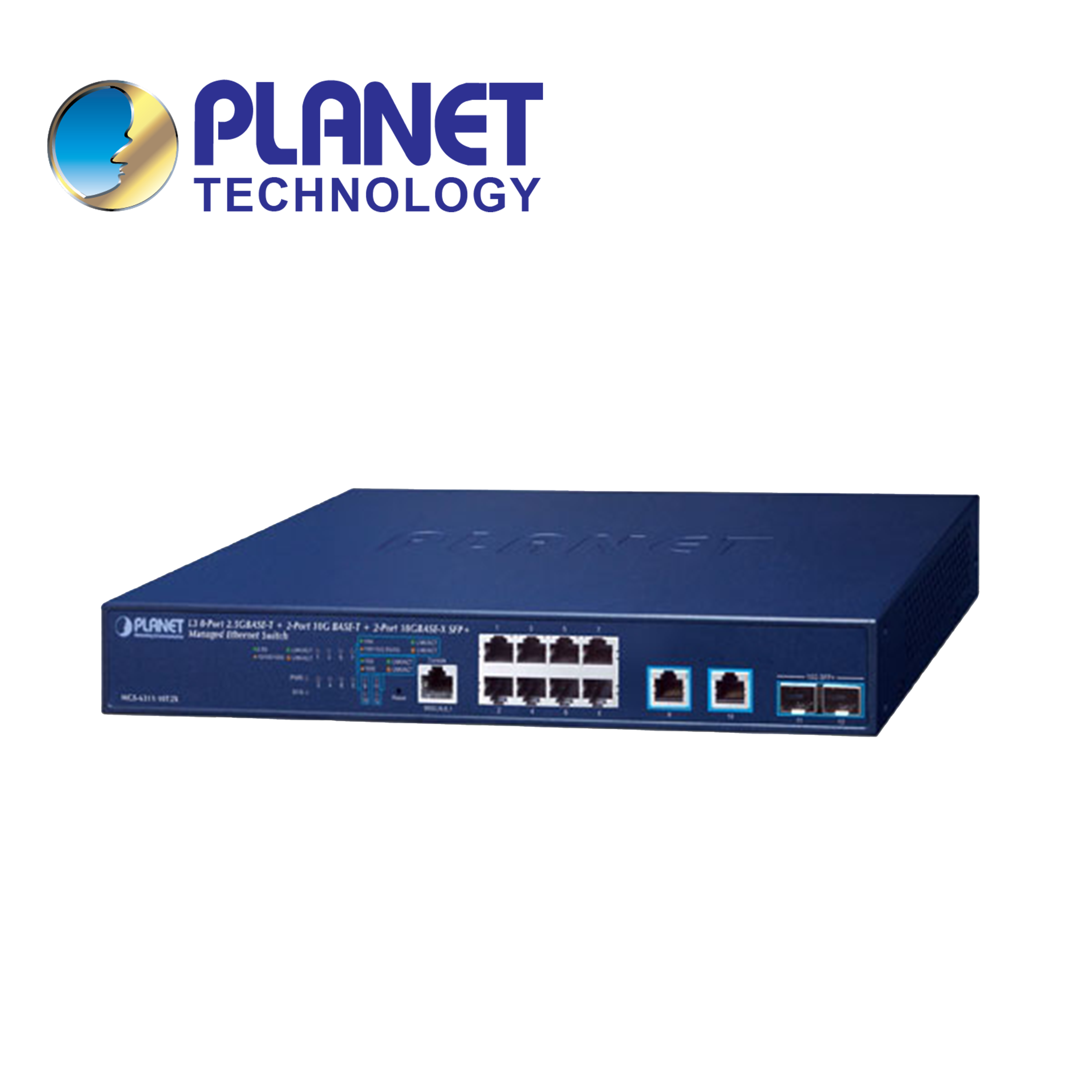 SWITCH ADMINISTRABLE L3 PLANET MGS-6311-10T2X / 8 PUERTOS RJ45 10M/100M/1,000M/2.5GBPS / 2 PUERTOS RJ45 100M/1/2.5/5/10GBPS / 2 PUERTOS SFP+ 1/10GBPS / 1 PUERTO CONSOLA / ROUTING DINAMICO / OSPFV2 / ANILLO ERPS / FUENTE DE ALIMENTACION 100-240VCA