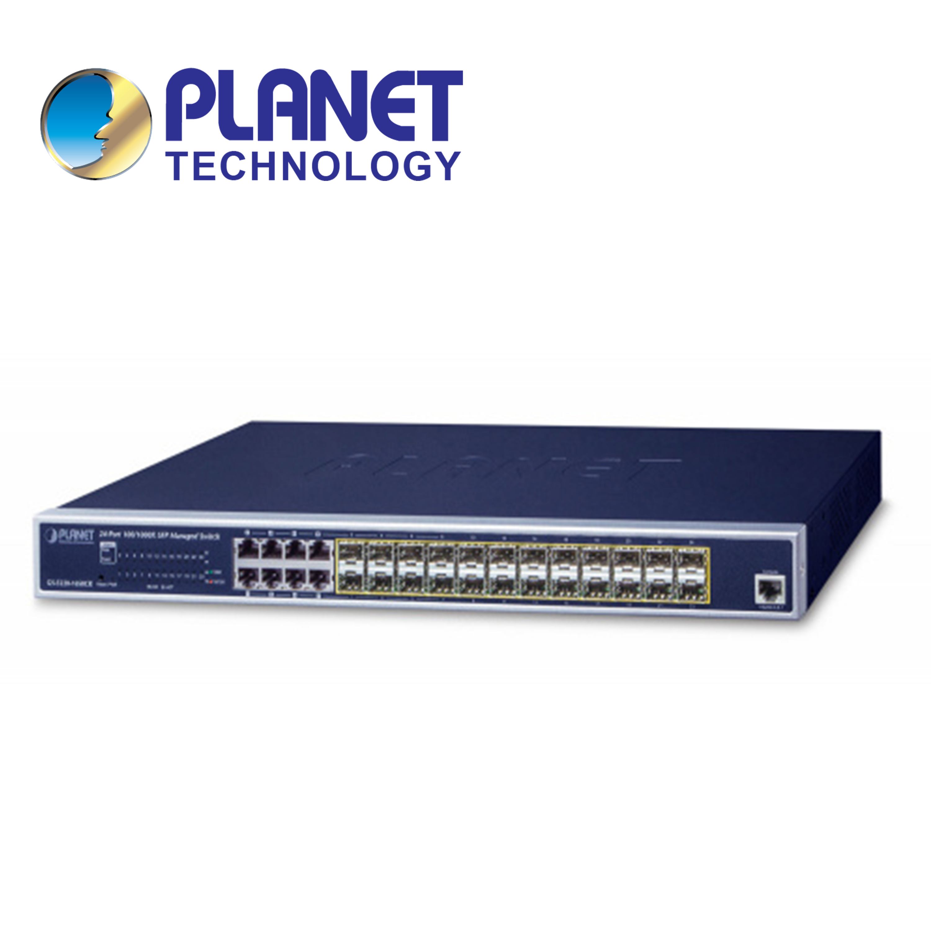 Switch Administrable L2+ Planet Gs-5220-16s8cr / 8 Puertos Combo RJ45 10/100/1,000MBPS / 24 Puertos SFP 100/1,000MBPS / 4 Puertos Sfp+100m/1/2.5/10gbps / 1 Puerto RJ45 Consola / Doble Fuente Alimentacion 100-240VCA/36-72VCD