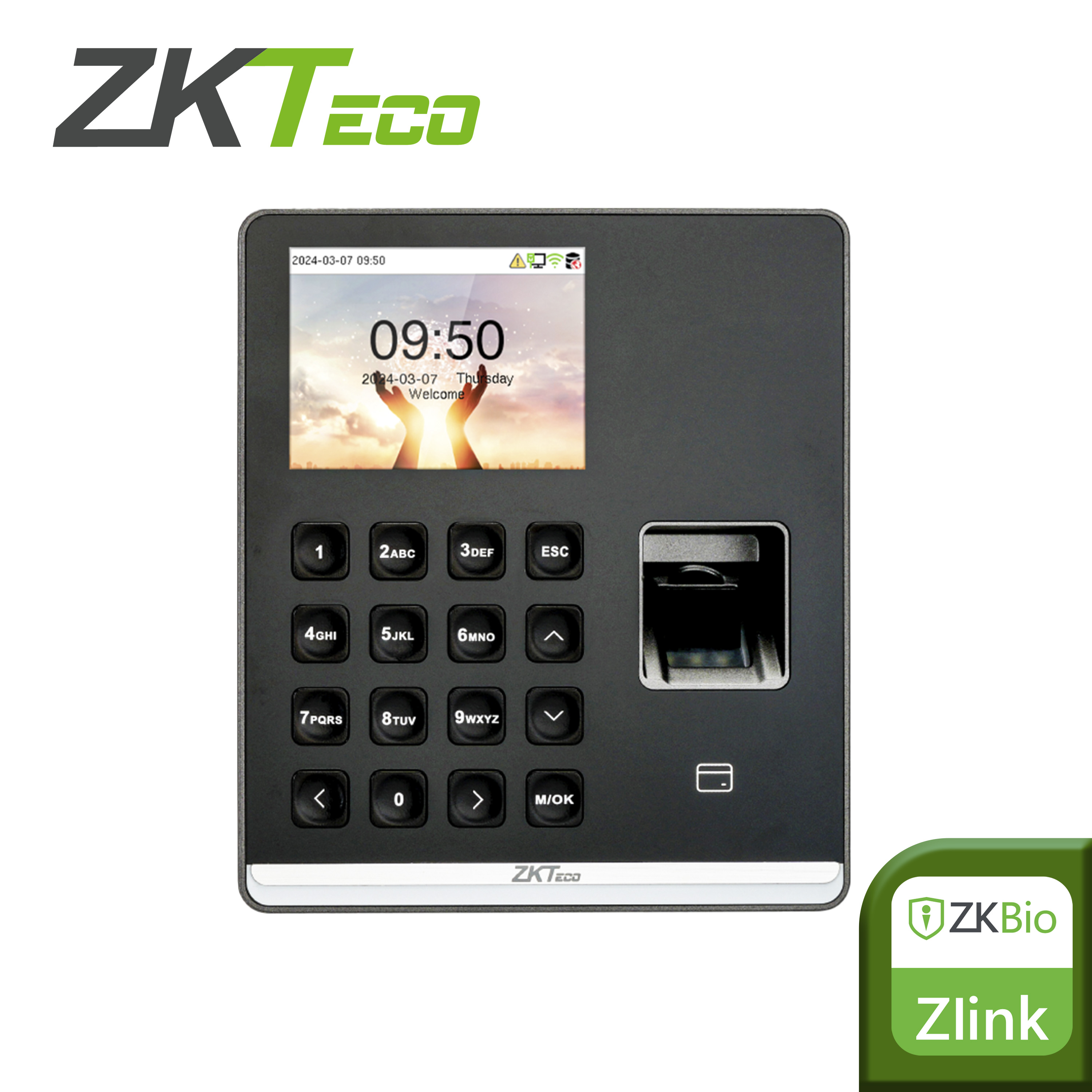 Control De Asistencia Biometrica Zkteco M1 / 500 Huellas / 500 Tarjetas De 125 Khz / 500 Usuarios /teclado Alfanumerico / Wifi 2.4 Ghz / Adms / Puerto USB / Software Compatible Bio Time Cloud 2.0
