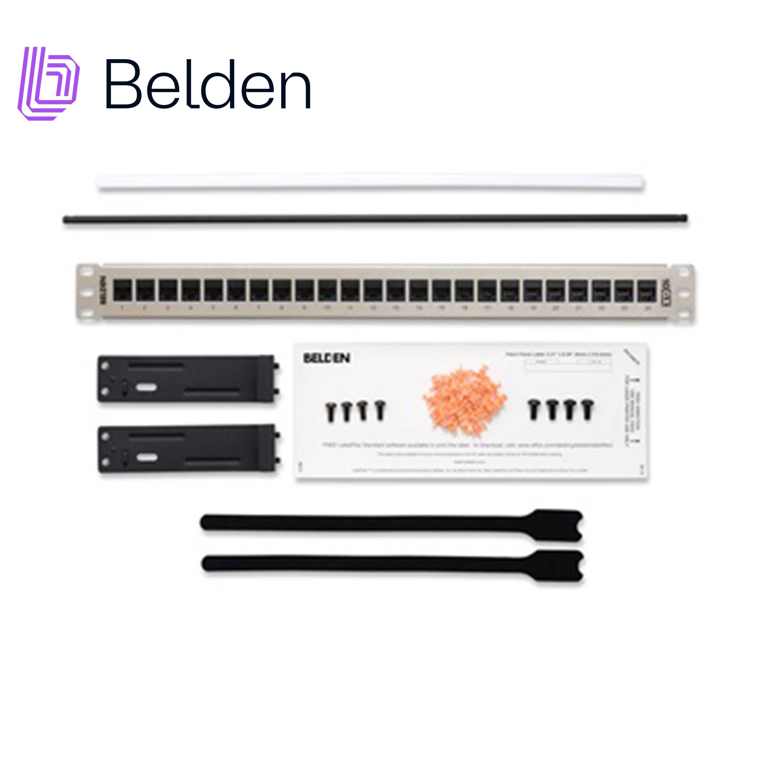 Patch Panel Keyconnect Cat6a Belden Ax103254 / Titanium / 24 Puertos / 1UR / Precargado / Pieza
