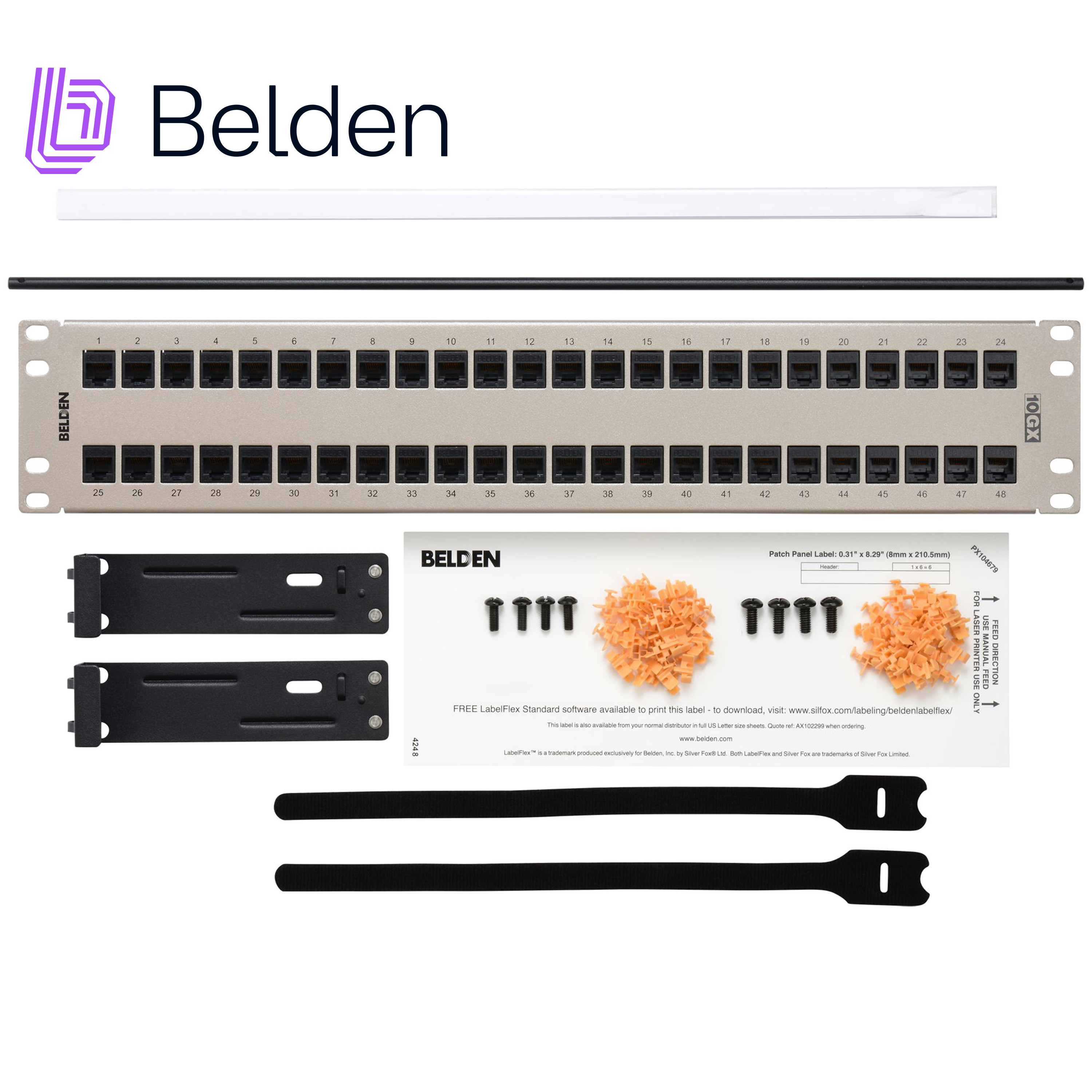PATCH PANEL KEYCONNECT CAT6A BELDEN AX103256 / TITANIUM / 48 PUERTOS / 2UR / PRECARGADO / PIEZA