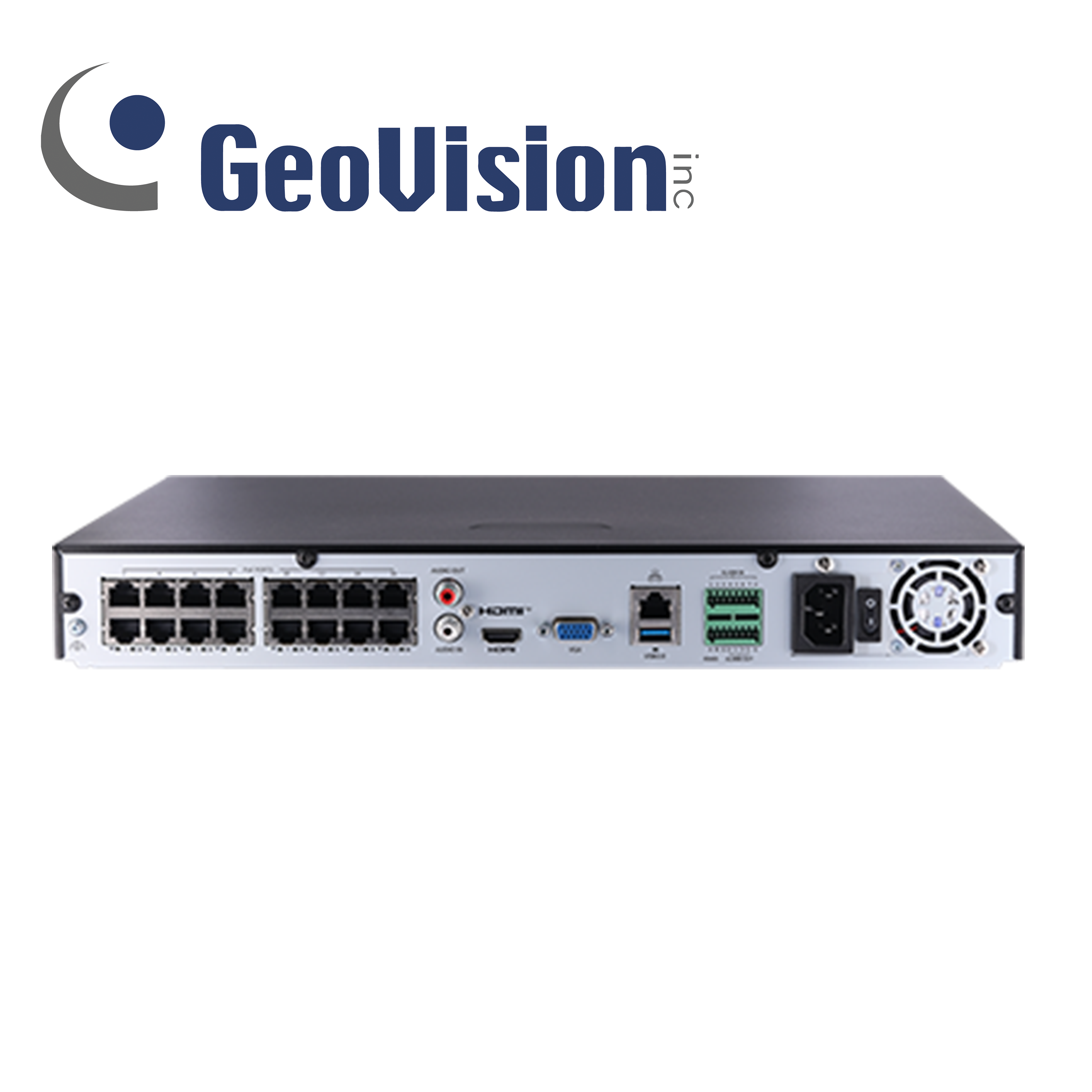NVR Geovision Gv-tnvr1620-p 16 Canales IP / 16 Puertos POE / Soporta Hasta 8 Megapixeles / Soporta 2 Disco Duro De 10 TB / ONVIF / Compatible Con Plataformas Geovision / Reconocimiento Facial / Conteo De Personas / Smart Intrusion Detection / Acusearch