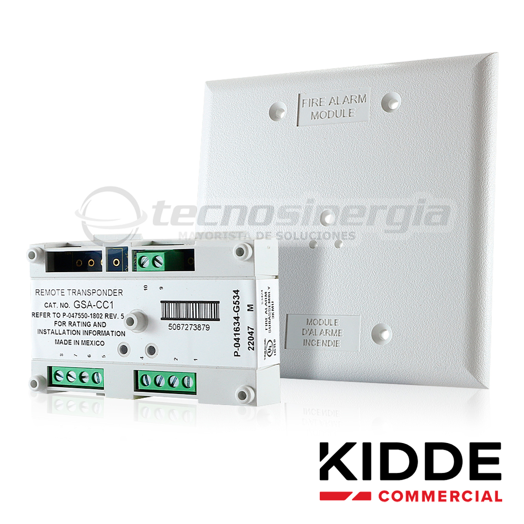 MÔDULO DE CONTROL DE SIRENAS Y ESTROBOS VIGILANT GSA-CC1, CUENTA CON DIRECCION ELECTRONICA (SIN SWITCHES) REQUIERE FUENTE DE PODER AUXILIAR, SE INTEGRA CON LOS PANELES VS1 Y VS4 DE KIDDE POR MEDIO DEL LAZO DE COMUNICACION SLC, LISTADO UL, ULC, CSFM, MEA
