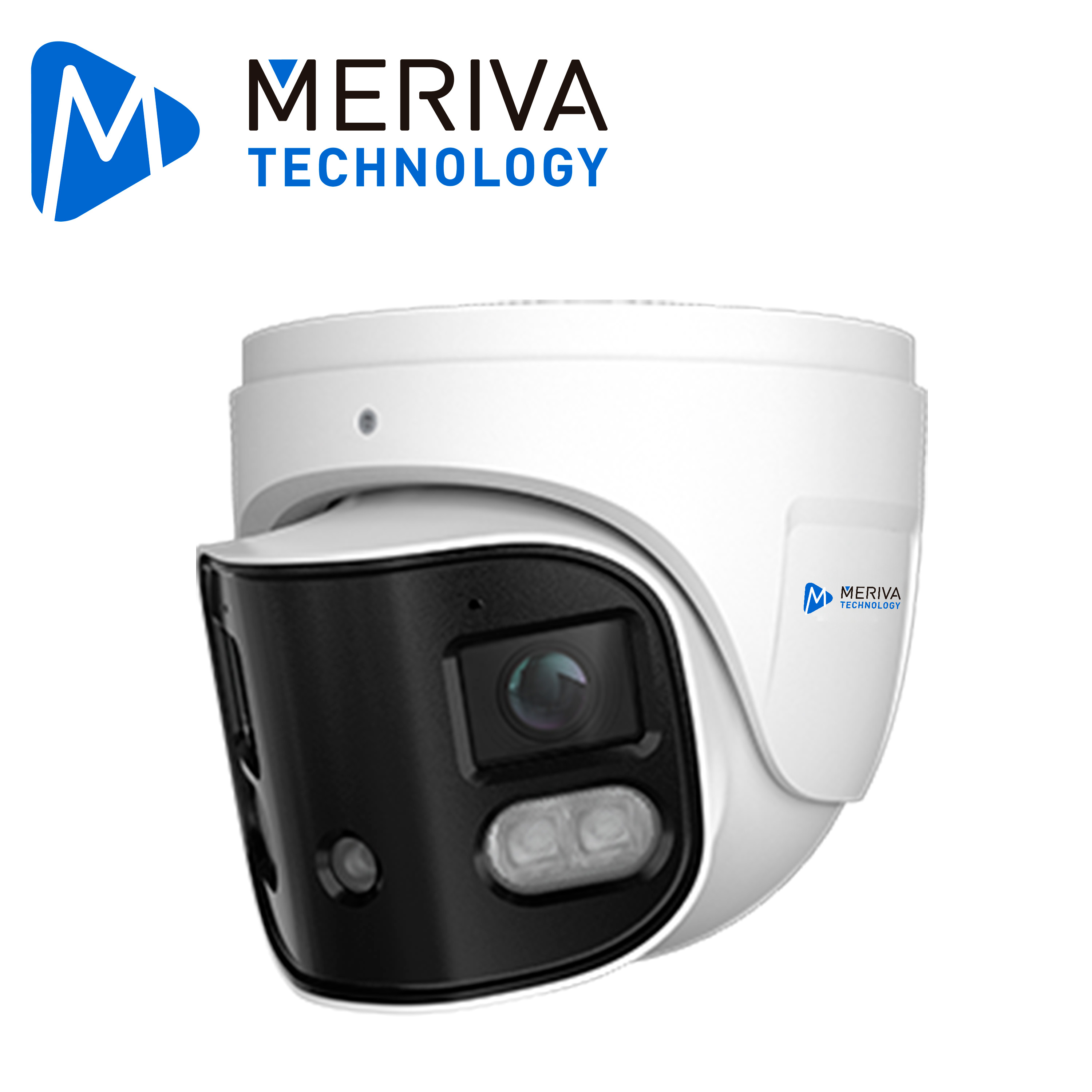 CAMARA IP TURRET PANORAMICA 180 GRADOS MERIVA TECHNOLOGY MTP-204 / 8 MP / H.265+ / 2 LENTES 2.8MM / 30M IR / 20M LUZ BLANCA / IP66 / 12 VCD / POE / SOPORTA MICRO SD HASTA 256 GB (NO INCLUIDA) / 1 ENTRADA + 1 SALIDA DE AUDIO / 1 ENTRADA + 1 SALIDA DE ALARMA / MICROFONO OMNIDIRECCIONAL / SPEAKER INTEGRADO / MIA 2.0 / ONVIF / DETECCION DE ROSTRO INTEGRADO