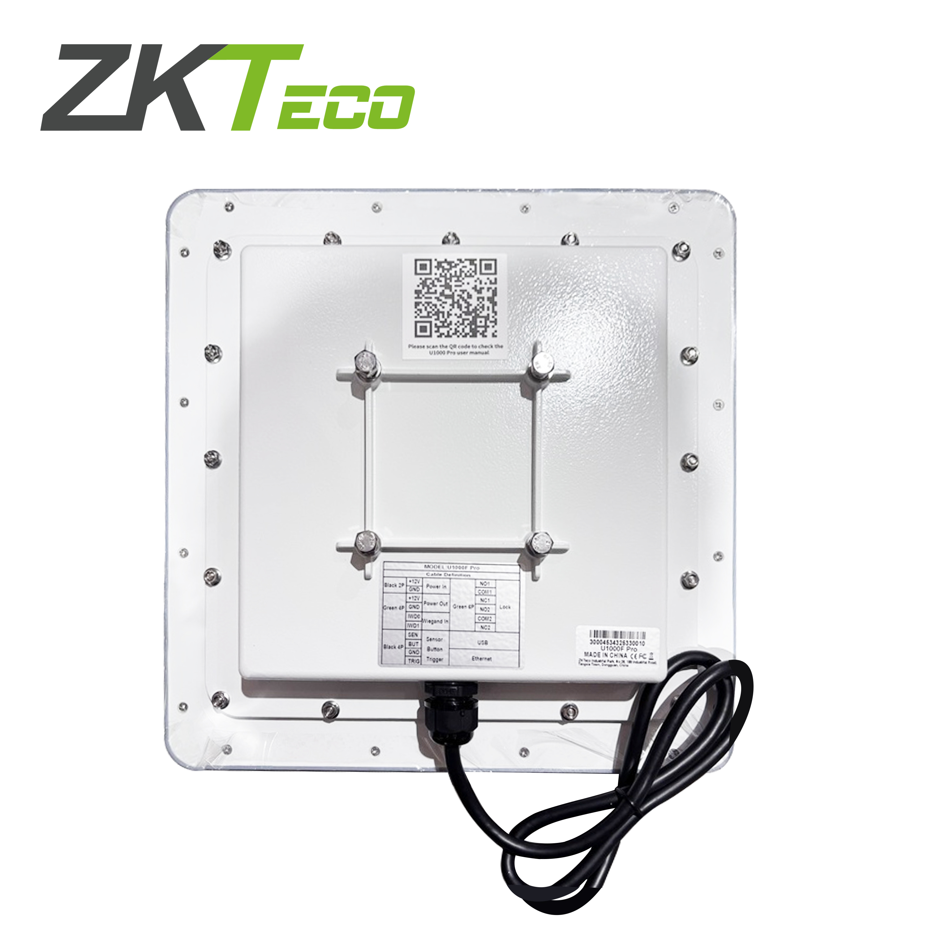Antena Vehicular De Largo Alcance Zkteco U1000f-pro Antena All-in-one Con Panel Integrado/ Frecuencia De Lectura 902MHZ - 926MHZ / Puede Leer Tags De Otras Marcas / Capacidad De 5,000 Tags / Rango De Lectura Hasta 5 Metros/ Conexiones Tcp/ip / Wiegand In/out / 1 Salida De Relevador / Soporta Boton De Salida / Grado De Proteccion Ip66