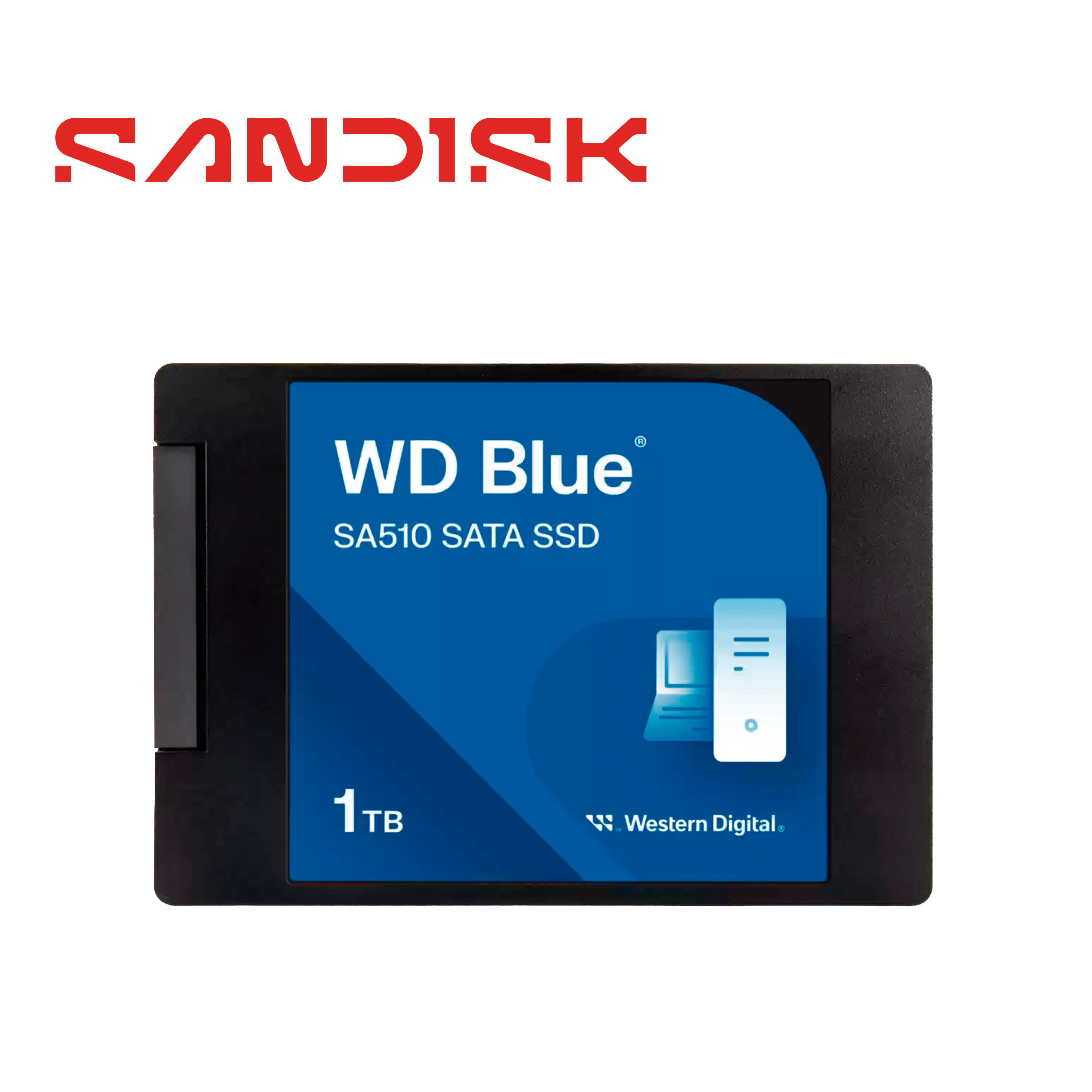 SSD WD BLUE WDS100T3B0A SA510 / CAPACIDAD 1TB / FORMATO 2.5 PULGADAS / INTERFAZ SATA III / VELOCIDAD DE LECTURA 560 MB/S / VELOCIDAD DE ESCRITURA 520 MB/S / RENDIMIENTO CONFIABLE PARA EQUIPOS MOVILES