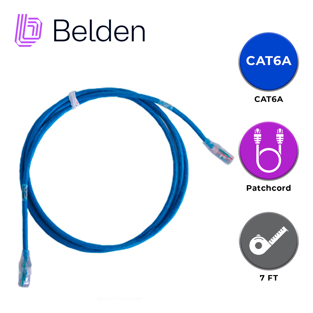 PATCH CORD UTP CAT6A BELDEN CA21106007 / INTERIOR / AZUL / 4 PARES / 24 AWG / FORRO PVC / CMR / 7 PIES 2.1 METROS