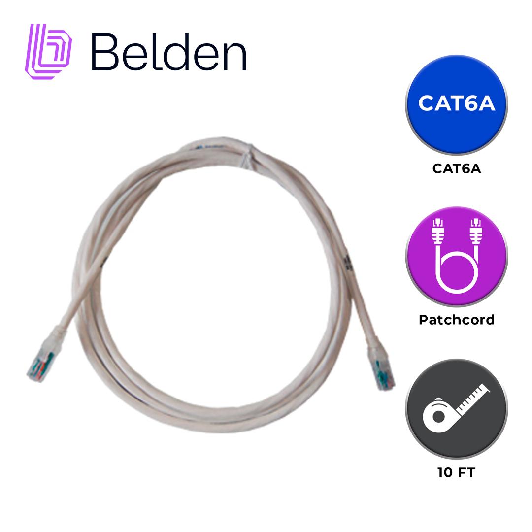 PATCH CORD UTP CAT6A BELDEN CA21109010 / INTERIOR / BLANCO / 4 PARES / 24 AWG / FORRO PVC / CMR / 10 PIES 3 METROS