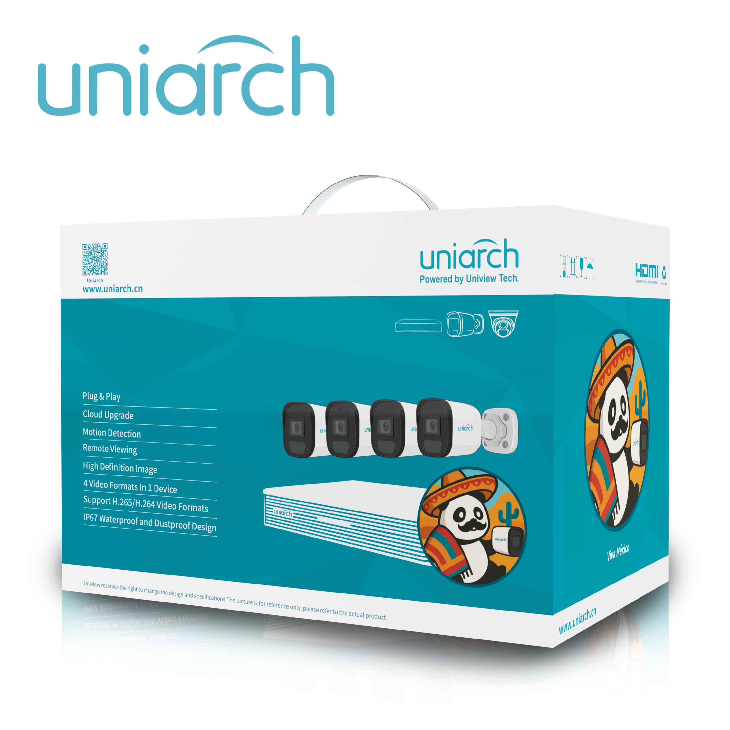 KIT MINI FIXED BULLET UNIARCH IPKIT-104S-4BC / 4CAMARAS-MINI- BULLET-2MP / IPC-B132-AF28-E / ULTRA265 / FULL-HD / LENTE 2.8 MM / DWDR / 30MIR MICROFONO INTEGRADO / HUMAN BODY DETECTION 2.0 / DETECCION DE AUDIO / POEAF / IP67 / 1-NVR-104S3-P4-E / HASTA-6MP / SOPORTA-HASTA-6TB / 2USB / HDMI/VGA-SIMULTANEOS / 4-PUERTOS-POE / 4-CABLES-UTP-18M / 1-CABLE-HDMI-2M / ONVIF / NDAA
