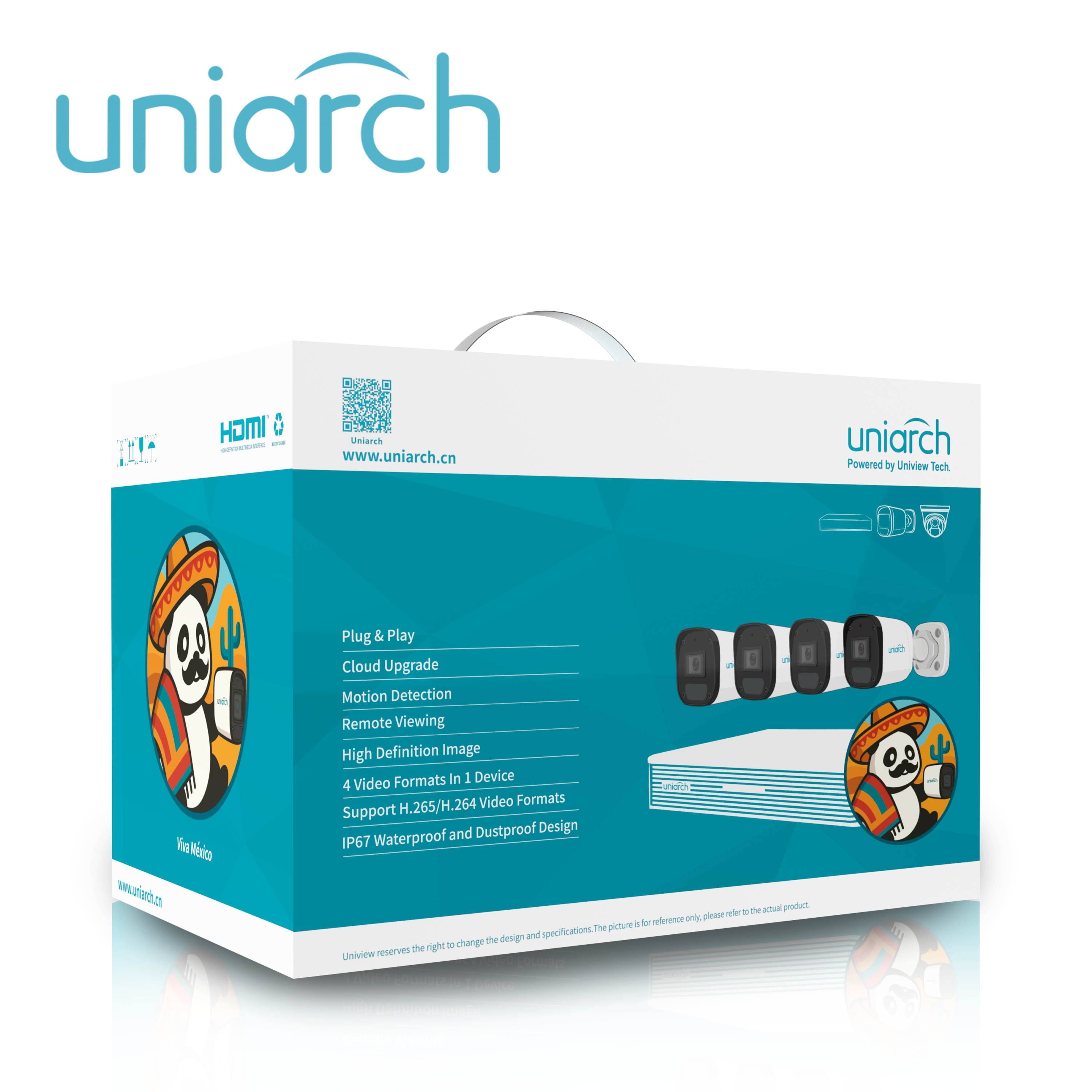 KIT MINI FIXED BULLET UNIARCH IPKIT-104S-4BC / 4CAMARAS-MINI- BULLET-2MP / IPC-B132-AF28-E / ULTRA265 / FULL-HD / LENTE 2.8 MM / DWDR / 30MIR MICROFONO INTEGRADO / HUMAN BODY DETECTION 2.0 / DETECCION DE AUDIO / POEAF / IP67 / 1-NVR-104S3-P4-E / HASTA-6MP / SOPORTA-HASTA-6TB / 2USB / HDMI/VGA-SIMULTANEOS / 4-PUERTOS-POE / 4-CABLES-UTP-18M / 1-CABLE-HDMI-2M / ONVIF / NDAA
