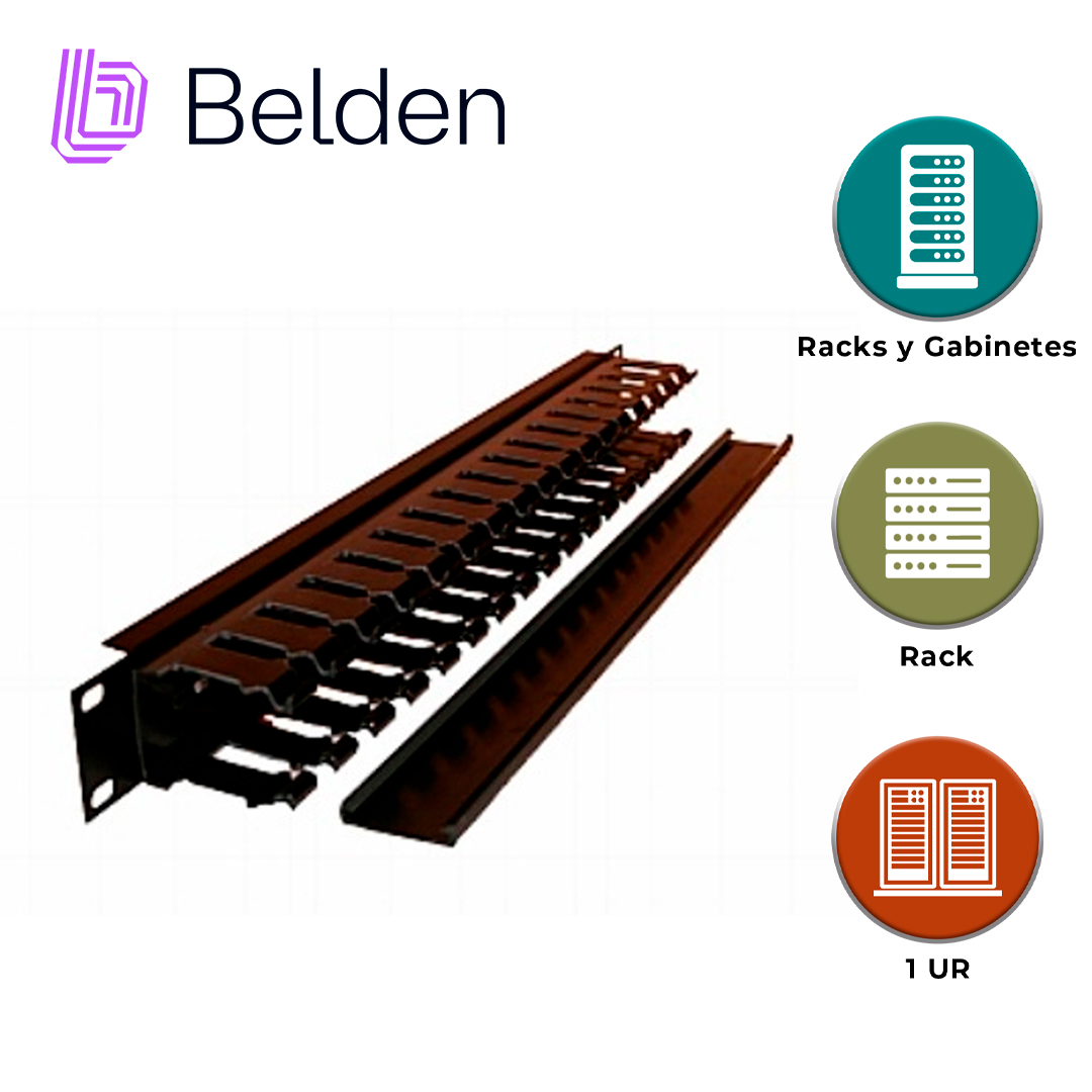 ORGANIZADOR HORIZONTAL BELDEN 9512-1901 / NEGRO / 1UR / CON TAPA / PIEZA