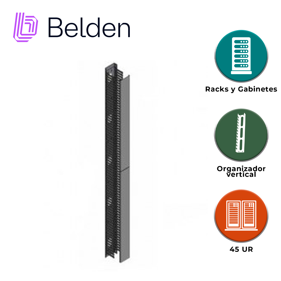 Organizador Vertical Belden Vcmfdr4x4 / Interior / Negro / Altura 213.36 Cm / Ancho 10.16 Cm / Profundidad 10.16 Cm / Peso 5.9 Kg / Con Tapa / Pieza
