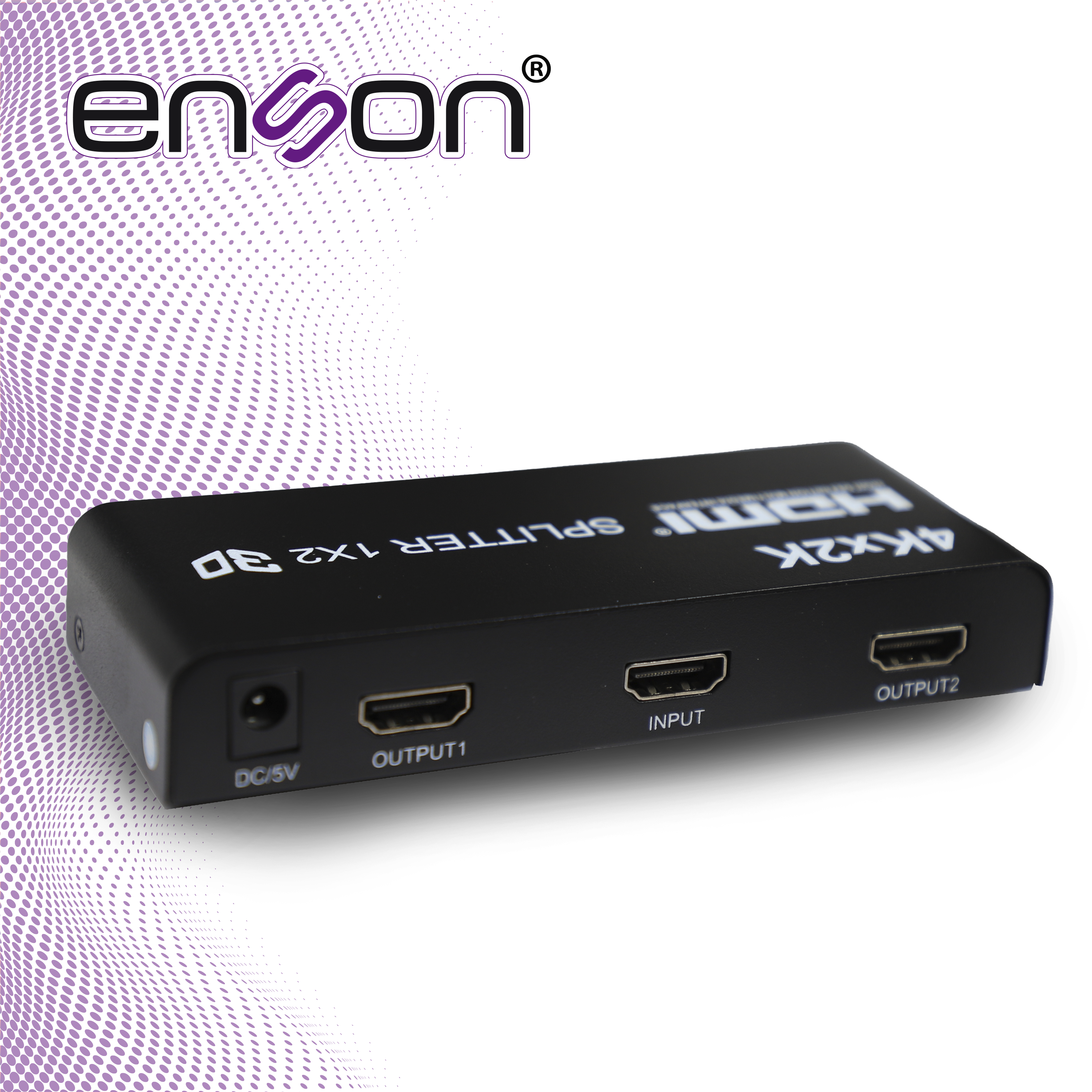 DISTRIBUIDOR HDMI ENSON ENS-HDMI12 CON UNA ENTRADA Y DOS SALIDAS HDMI PARA DISTRIBUIR EL VIDEO DE UN DISPOSITIVO (LAPTOP, GRABADOR DE VIDEO, CONSOLAS DE VIDEOJUEGO, ETC) A DOS PANTALLAS DISTINTAS AL MISMO TIEMPO, INCLUYE FUENTE DE ALIMENTACION DE 5V