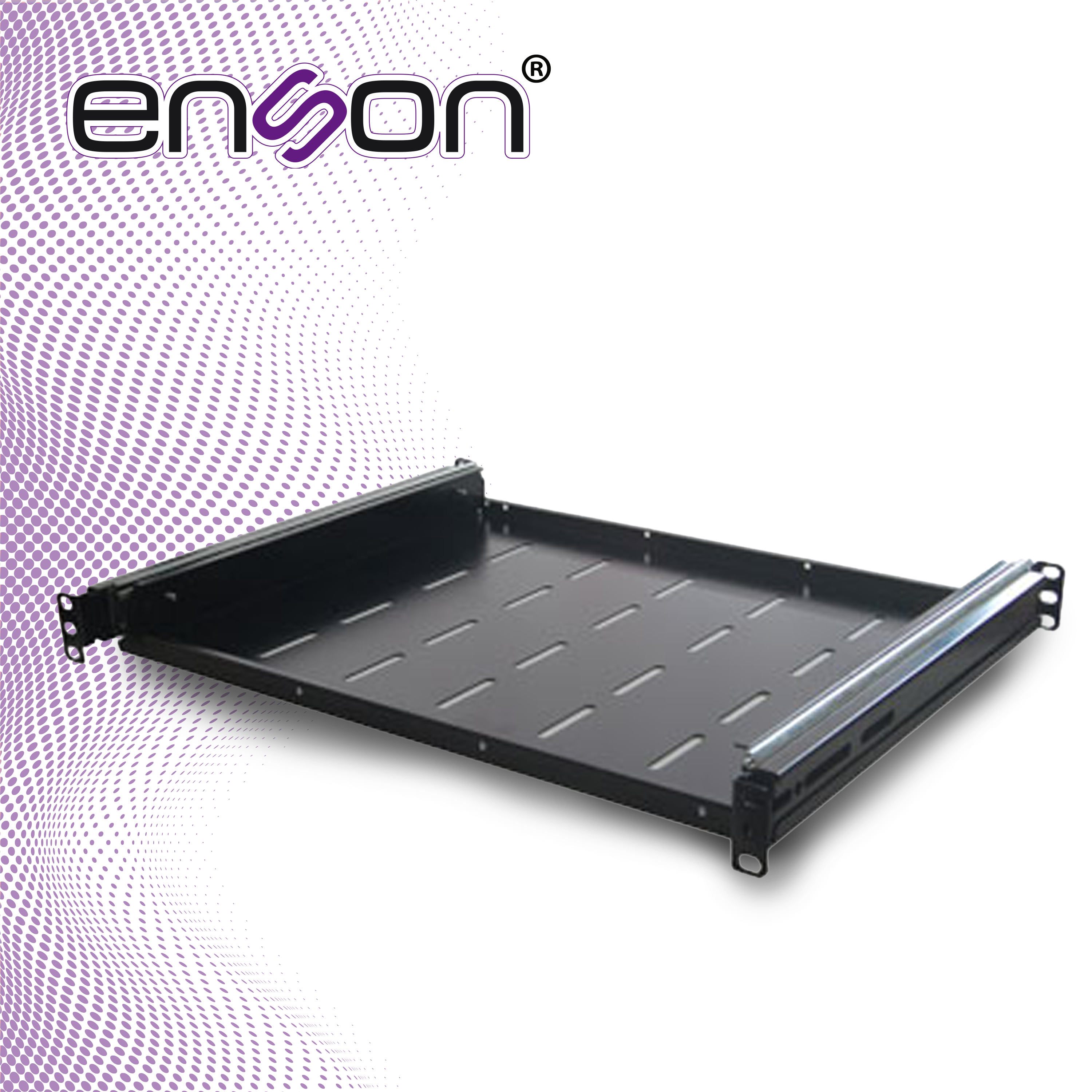 Charola Corrediza Enson Ens-rtm1 Fijacion A Cuatro Puntos Ventilada Ideal Para La Colocacion De Teclados En Site De 1 Unidad De Rack, Compatible Con Gabinetes Enson