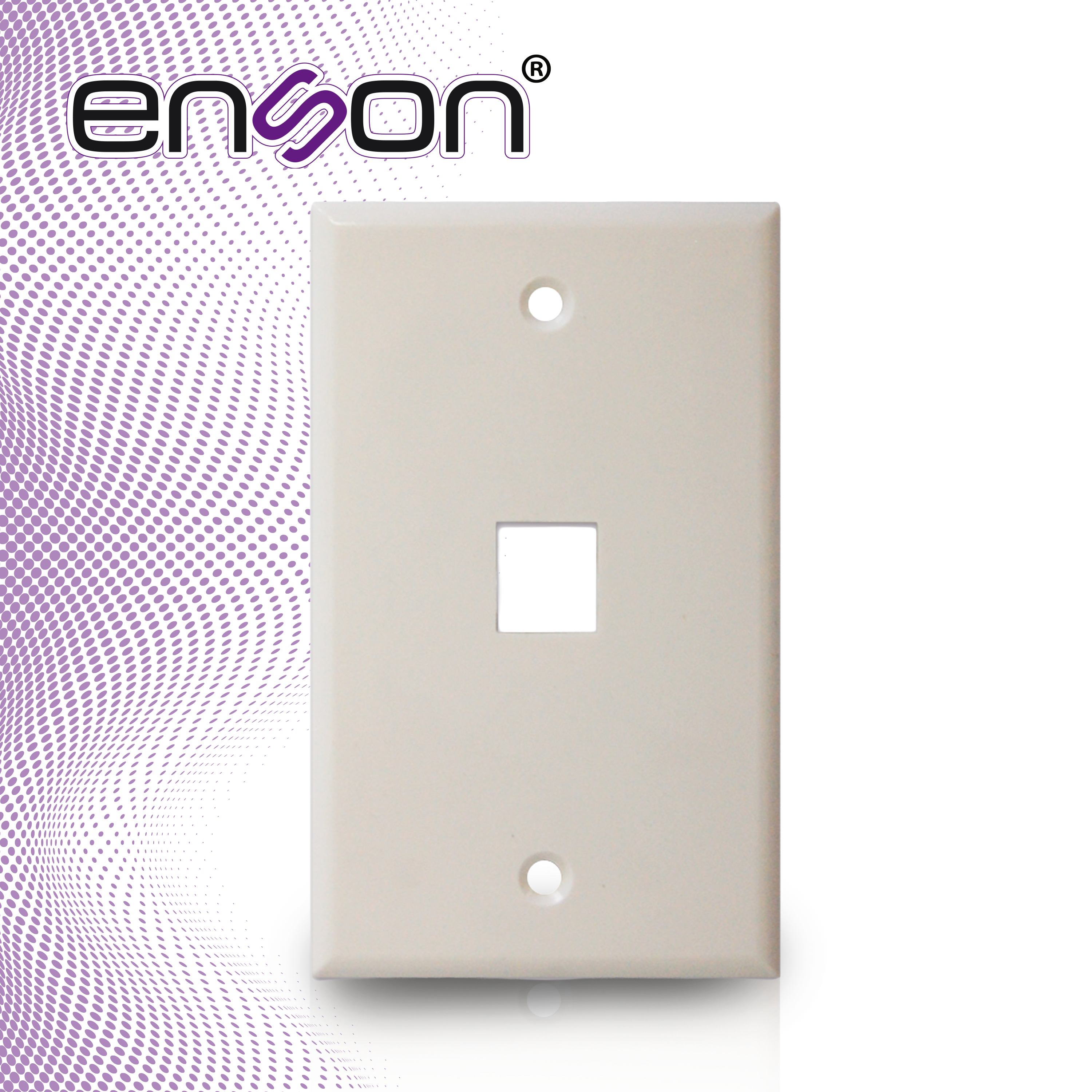 PLACA DE PARED (FACEPLATE) UNIVERSAL ENS-FP61 ENSON 1 PUERTO ESTILO KEYCONNECT CAT6A CAT6 CAT5E CONECTORES DE FIBRA OPTICA Y COAXIALES COLOR BLANCO USO INTERIOR MATERIAL PLASTICO ABS
