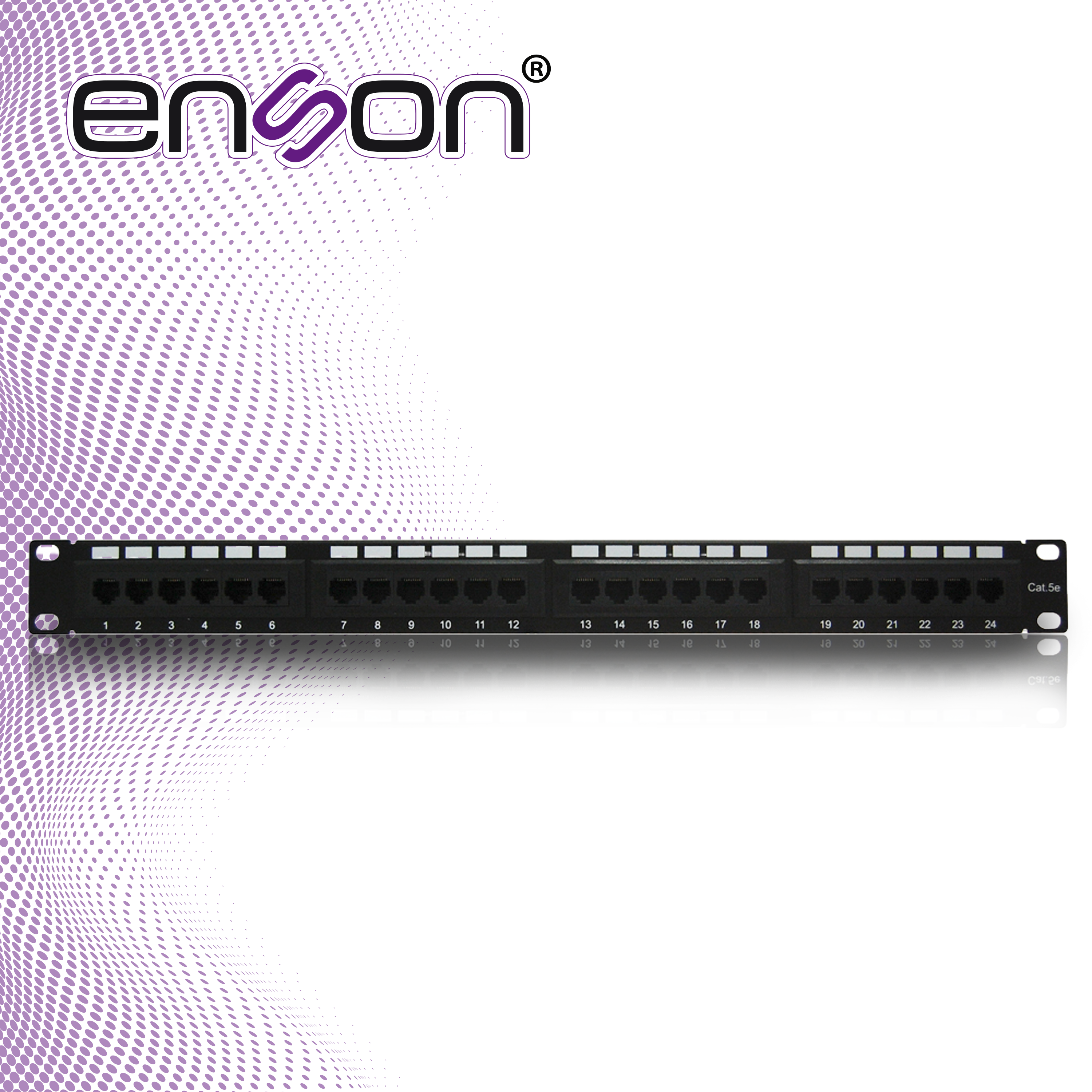 PATCH PANEL ENSON ENS-PA24P5E 1UR PRECARGADO CAT5E 24 PUERTOS MONTAJE EN RACK ESTANDAR 19