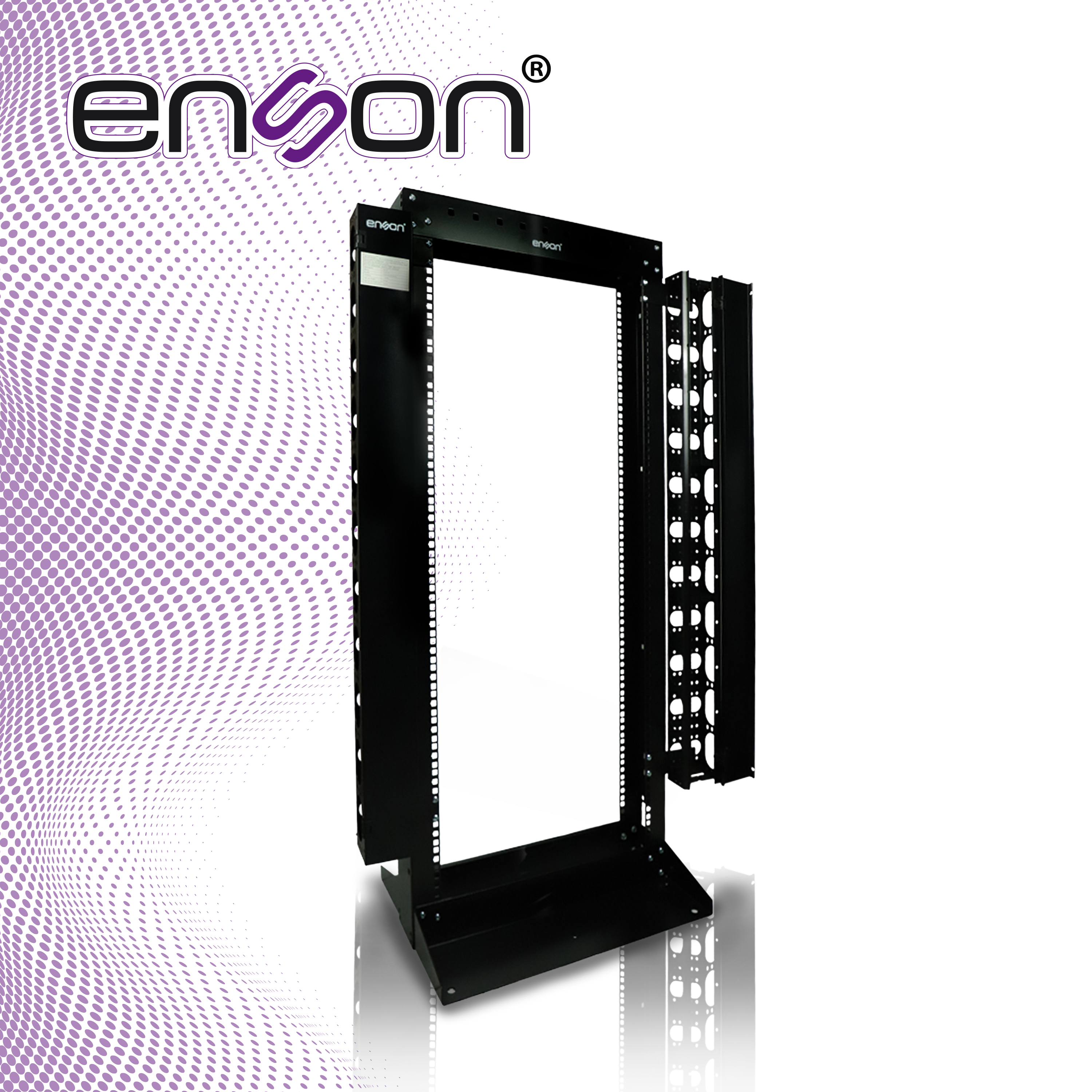 RACK VERTICAL ENSON ENS-RACK25UO DE 25UR DOS POSTES ORGANIZADOR VERTICAL INCUIDO EMPOTRABLE IDEAL PARA MONTAJE DE EQUIPOS DE RED Y CABLEADO ESTRUCTURADO, COMPATIBLE CON TODOS LOS ACCESORIOS DE RACKS Y GABINETES ENSON
