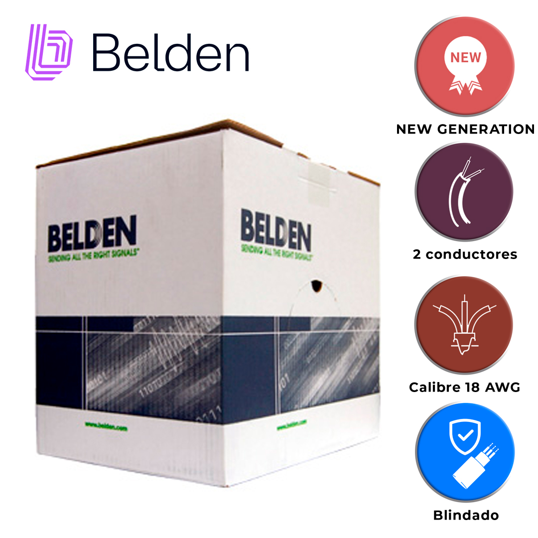 Cable De Alarma Contra Incendios Belden 5320FL 002U1000 / Interior / Rojo / 2 Conductores / 18 Awg / Solido / Forro Pvc / Cmr - Fplr / Blindado / En Caja / 1,000 Pies 305 Metros