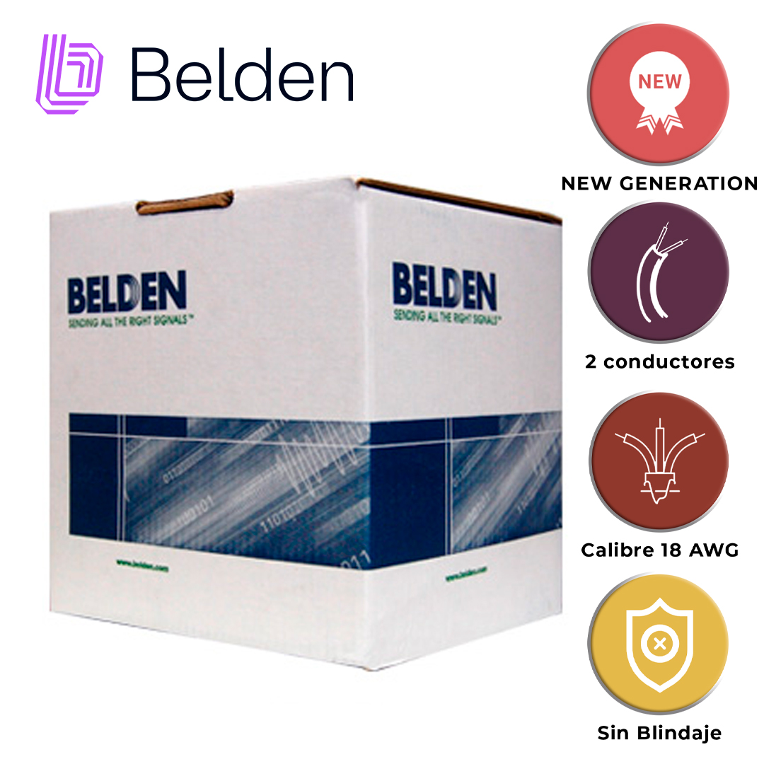 CABLE DE ALARMA CONTRA INCENDIOS BELDEN 5320UL 002U1000 / INTERIOR / ROJO / 2 CONDUCTORES / 18 AWG / SOLIDO / FORRO PVC / CMR - FPLR / EN CAJA / 1,000 PIES 305 METROS