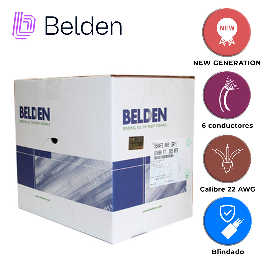 CABLE DE SEGURIDAD Y SONIDO BELDEN 5504FE 008U1000 / INTERIOR / GRIS / 6 CONDUCTORES / 22 AWG / MULTIFILAR / FORRO PVC / CMR / BLINDADO / EN CAJA / 1,000 PIES 305 METROS