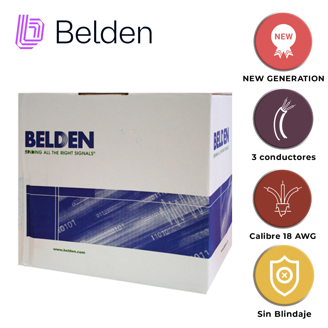 CABLE DE SEGURIDAD Y SONIDO BELDEN 5301UE 008U1000 / INTERIOR / GRIS / 3 CONDUCTORES / 18 AWG / MULTIFILAR / FORRO PVC / CMR / EN CAJA / 1,000 PIES 305 METROS