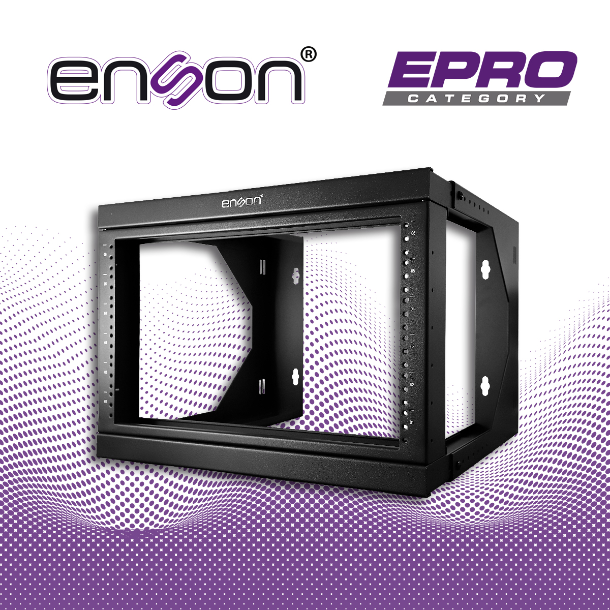 RACK PARED ENSON ENS-RKGO6U 6UR PREPARADO PARA ANCLAJE EN PARED UR MARCADAS MARCO DE RACK ABATIBLE POSTES PARA TORNILLO 12-24 5/8 CAPACIDAD DE CARGA 35 KG IDEAL PARA SOLUCIONES DONDE EL ESPACIO ES REDUCIDO
