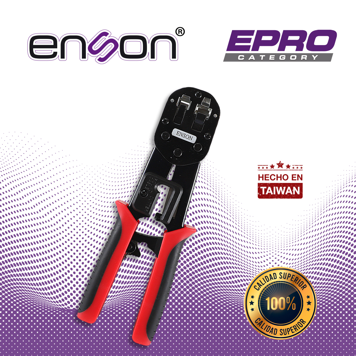 PINZA PONCHADORA ENSON EPRO-PLUGTOOL SERIE EPRO, DISEÑADA PARA EL PONCHADO CON PLUG FACIL PONCHADO SERIE EPRO, PONCHA PLUGS RJ45 Y RJ11, CUENTA CON GUILLOTINA QUE CORTA EL EXCESO DE CABLE UTP, LO CUAL AGILIZA Y AHORRA TIEMPO EN PROYECTOS