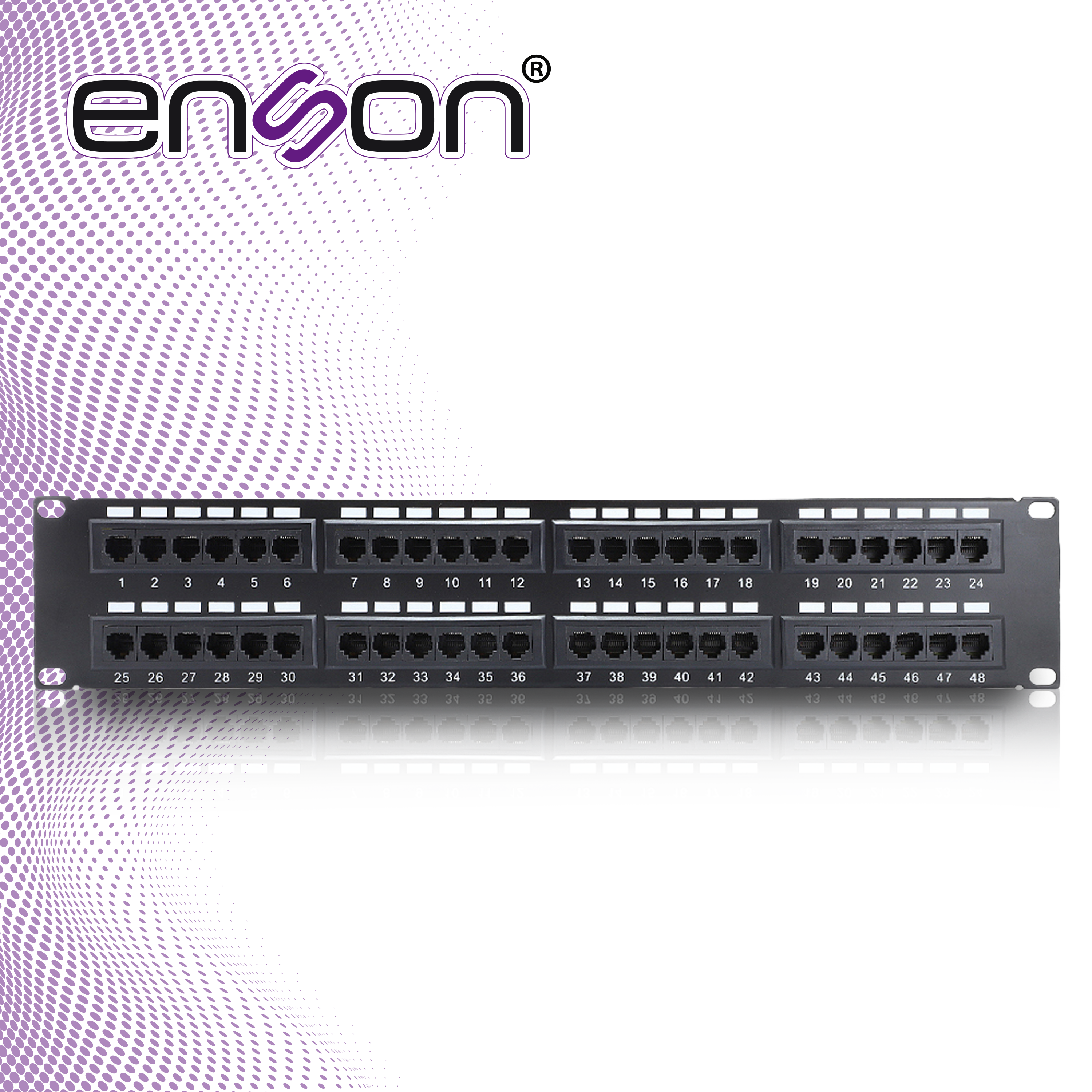 Patch Panel Enson Ens-pat48c6a 2UR Precargado Cat6a 48 Puertos Montaje En Rack Estandar 19 Pulgadas