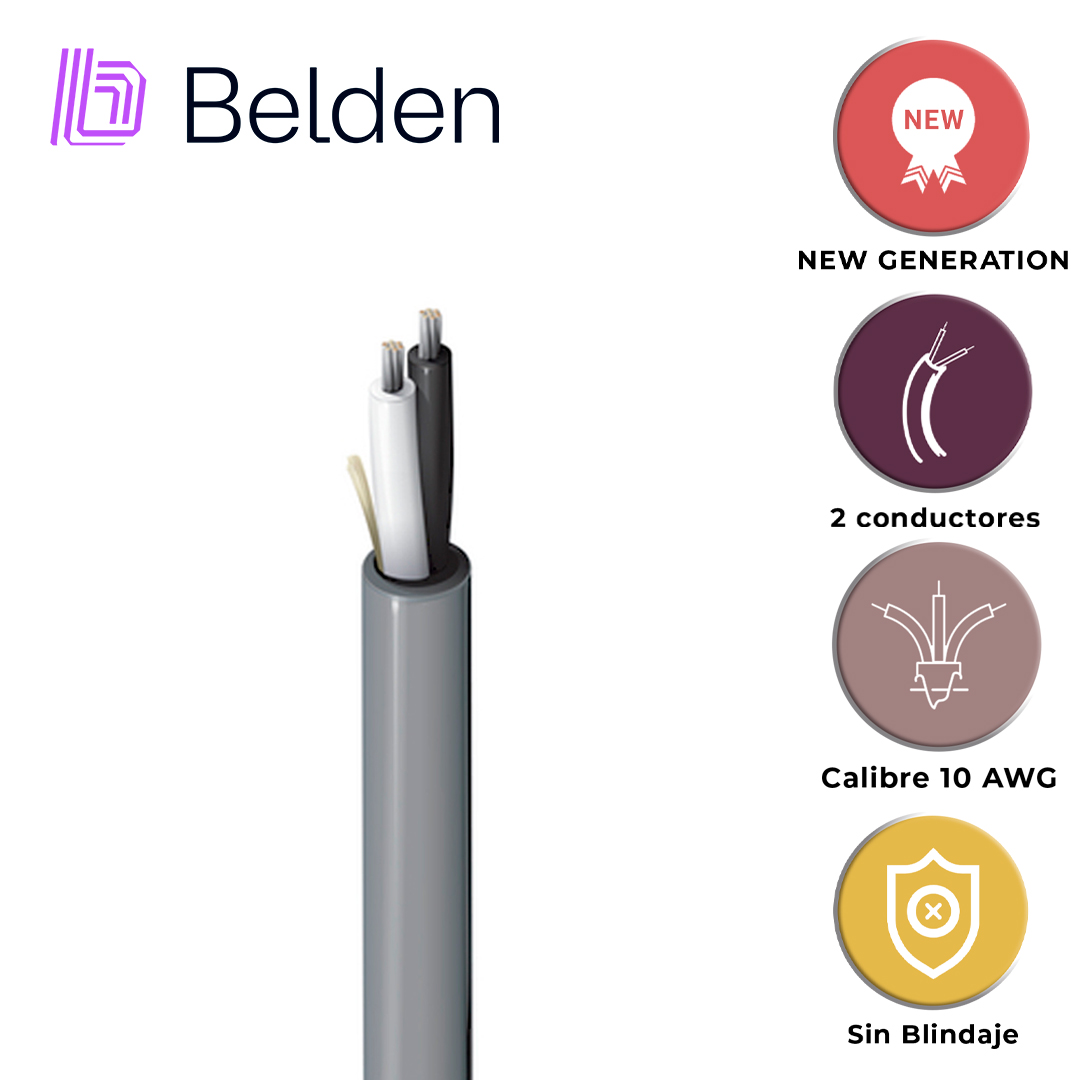 CABLE DE AUDIO BELDEN 5T00UP 0081000 / INTERIOR / GRIS / 2 CONDUCTORES / 10 AWG / MULTIFILAR / FORRO PVC / CL2 / NO BLINDADO / BOBINA / 1,000 PIES 305 METROS