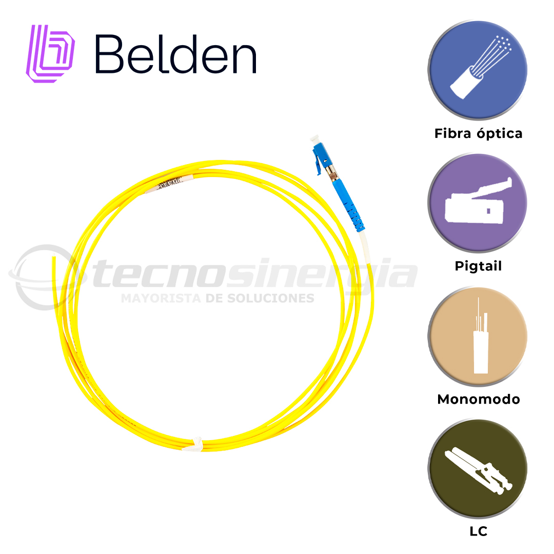 CONECTOR PIGTAIL MONOMODO BELDEN FTSLC2MMPS01 / OS2 / AMARILLO / LC SIMPLEX / 2 METROS