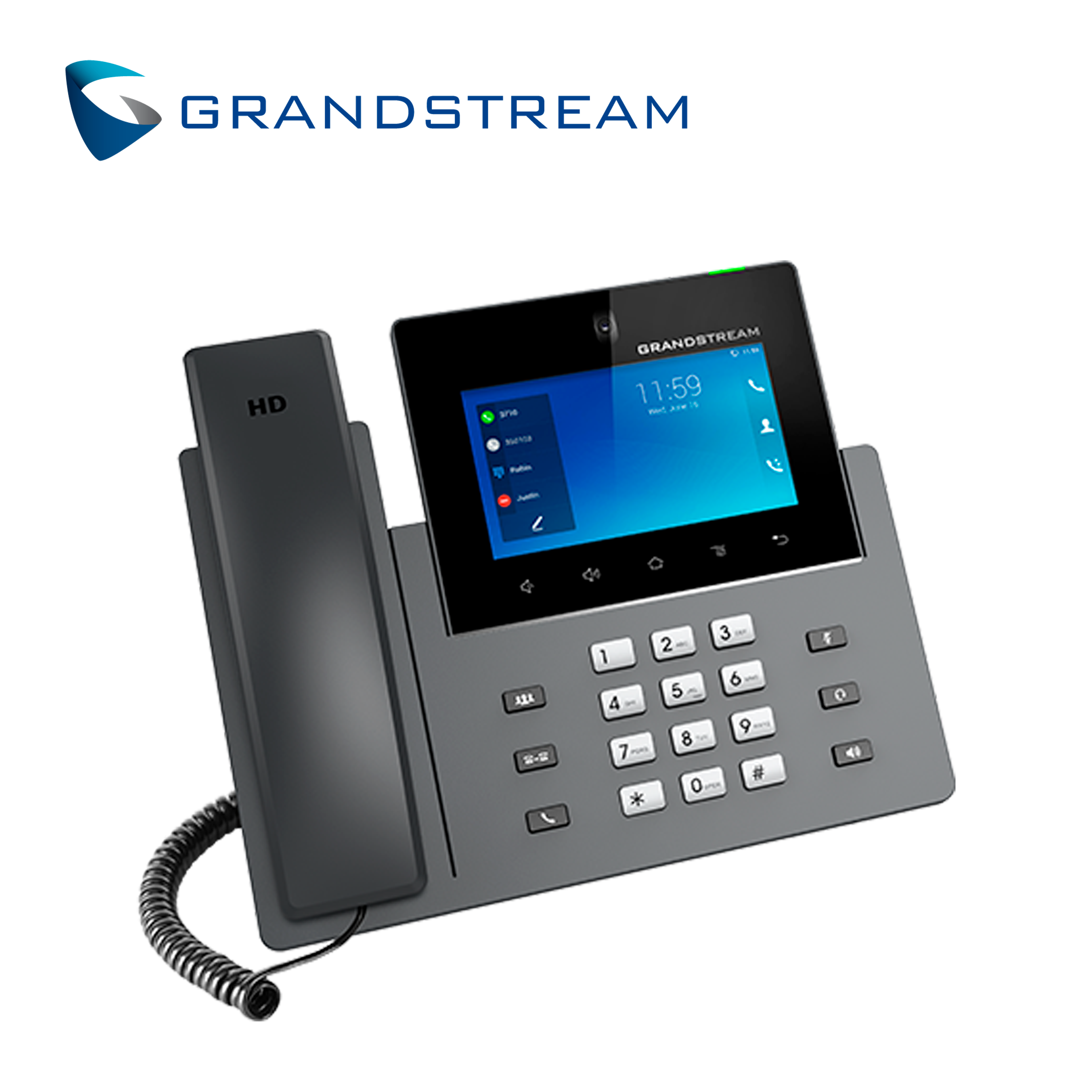 Video Telefono IP Multimedia Grandstream Gxv3450 / Android 11 / 16 Cuentas Sip / 16 Lineas / Pantalla Tactil 5 Pulgadas / Camara Integrada 2MP / Buetooth / Wifi Doble Banda 802.11AC / Puertos 10/100/1,000MBPS / Audio HD / Alimentacion Poe+ Af/at / 12VCD/1.5A