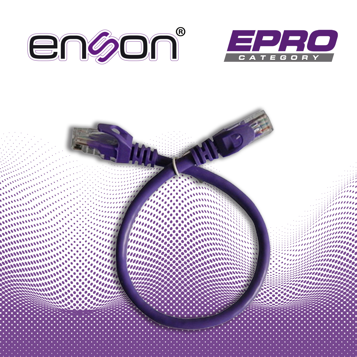 PATCHCORD UTP ENSON P6003P CAT6 30CM MORADO SERIE EPRO 100-II 100 POR CIENTO COBRE PARA MEJOR IDENTIFICACION DE SOLUCIONES EN RACKS Y GABINETES