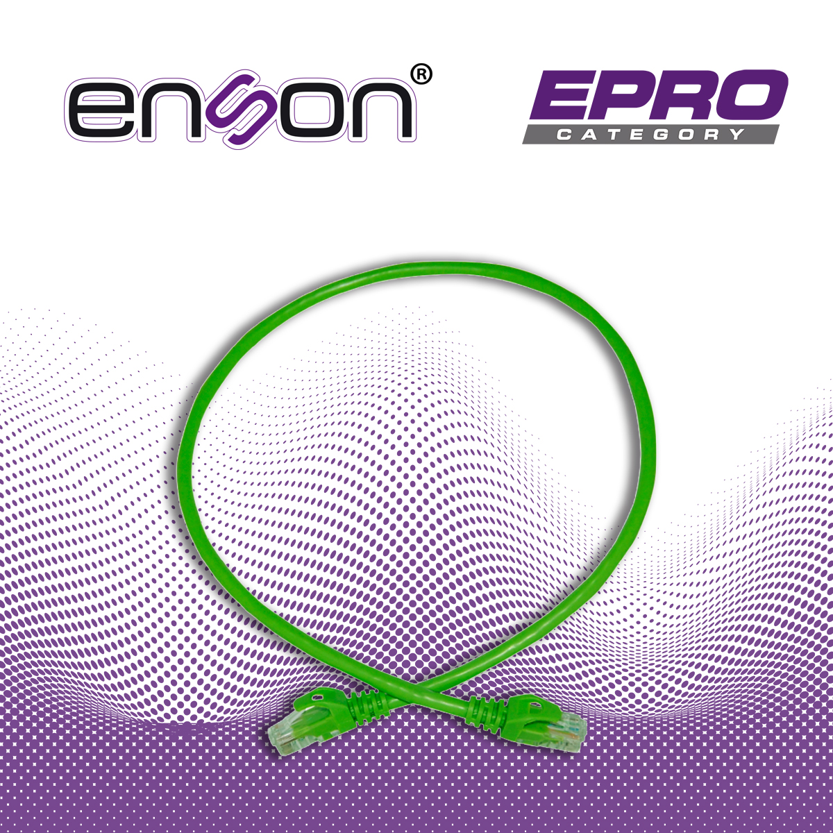PATCHCORD UTP ENSON P6006E CAT6 60CM VERDE SERIE EPRO 100-II 100 POR CIENTO COBRE PARA MEJOR IDENTIFICACION DE SOLUCIONES EN RACKS Y GABINETES